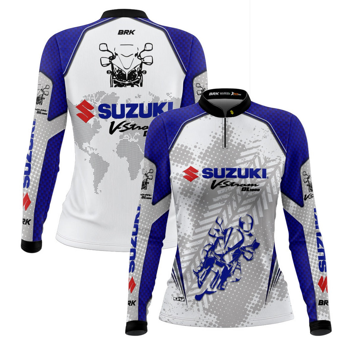 Camisa de Motociclismo Feminina Brk Suzuki V-Strom 1000 com Proteção UV50+