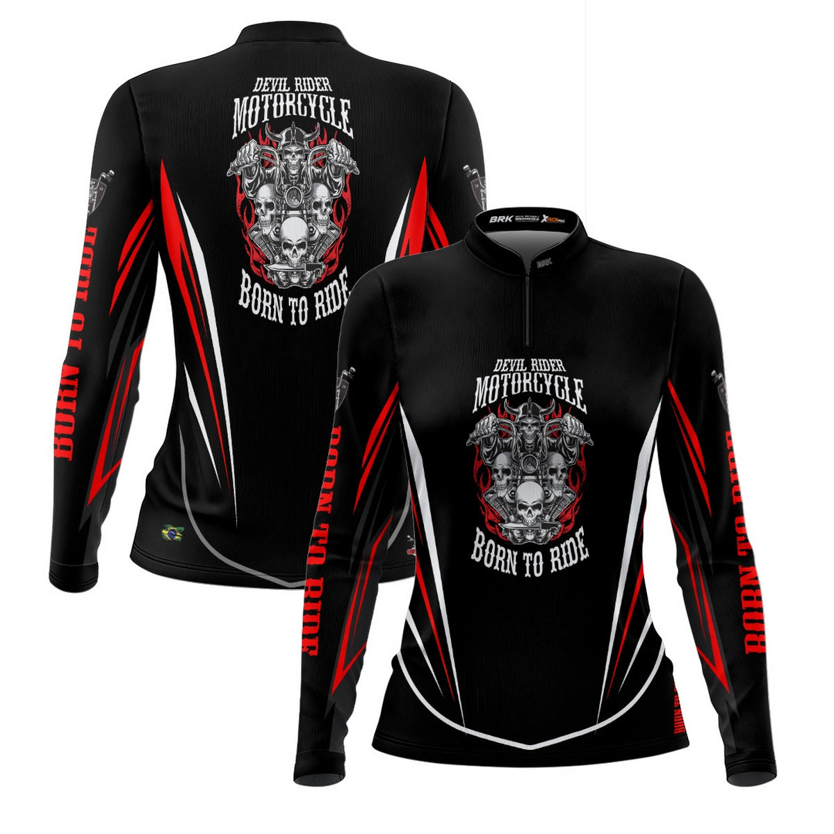 Camisa de Motociclismo Feminina Brk Custom Born To Ride com Proteção UV50+