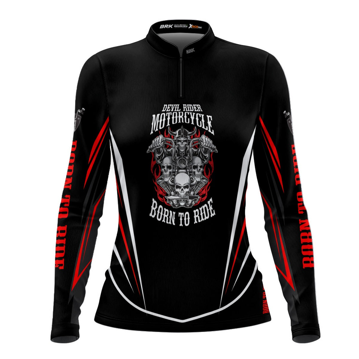 Camisa de Motociclismo Feminina Brk Custom Born To Ride com Proteção UV50+
