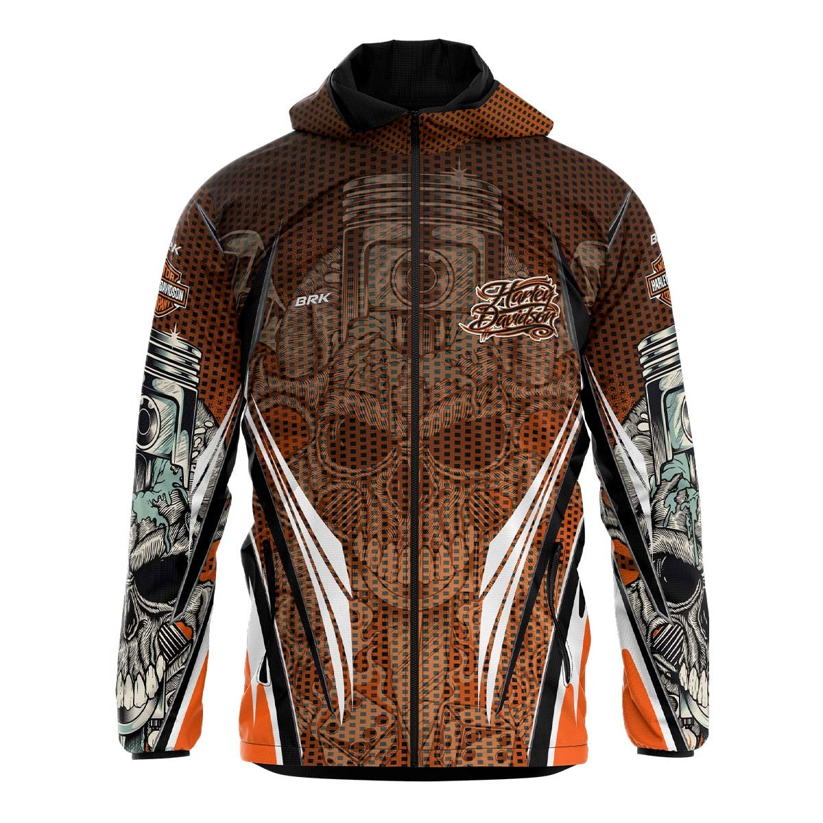 Jaqueta Corta Vento Impermeável Brk Harley Davidson Skull com Proteção UV50+