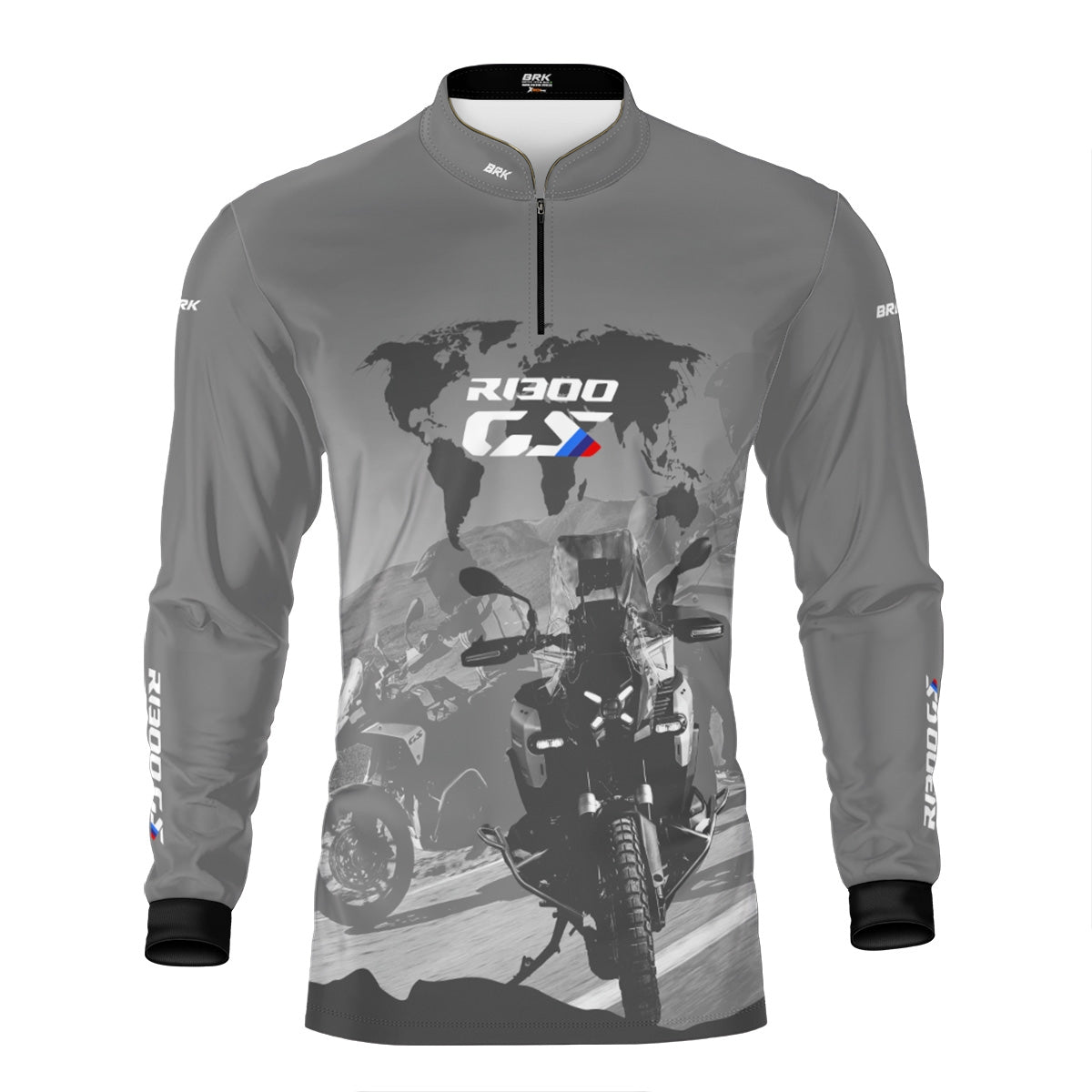 Camisa de Motociclismo Brk GS R1300 Mapa Mundi com Proteção UV50+