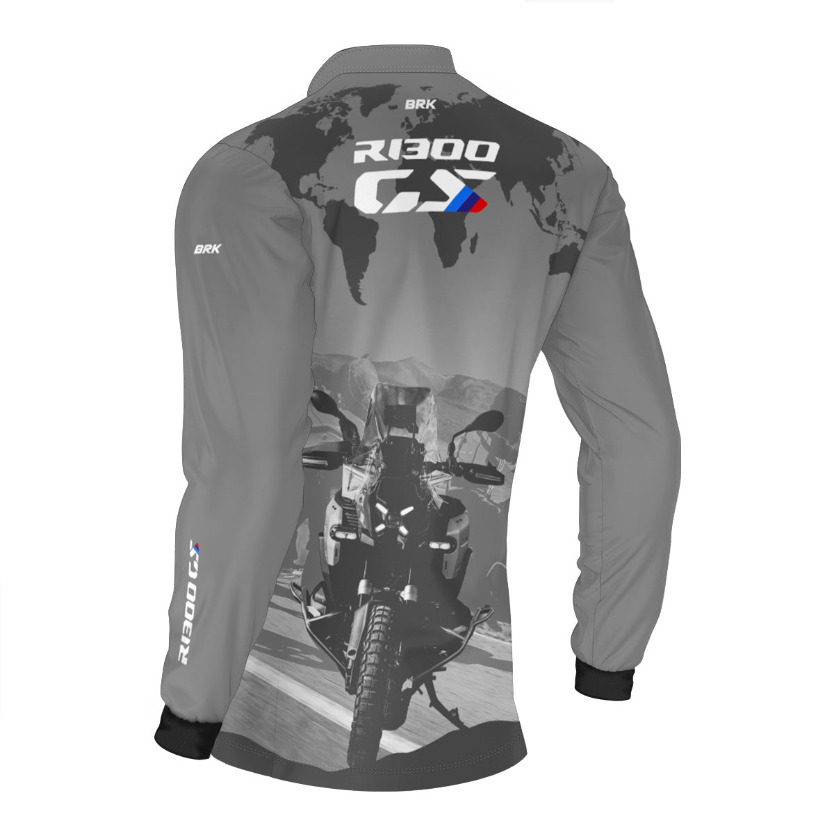 Camisa de Motociclismo Brk GS R1300 Mapa Mundi com Proteção UV50+
