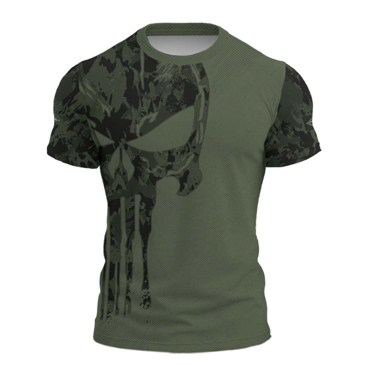 Camiseta Caveira Militar Brk Verde com Proteção UV50+