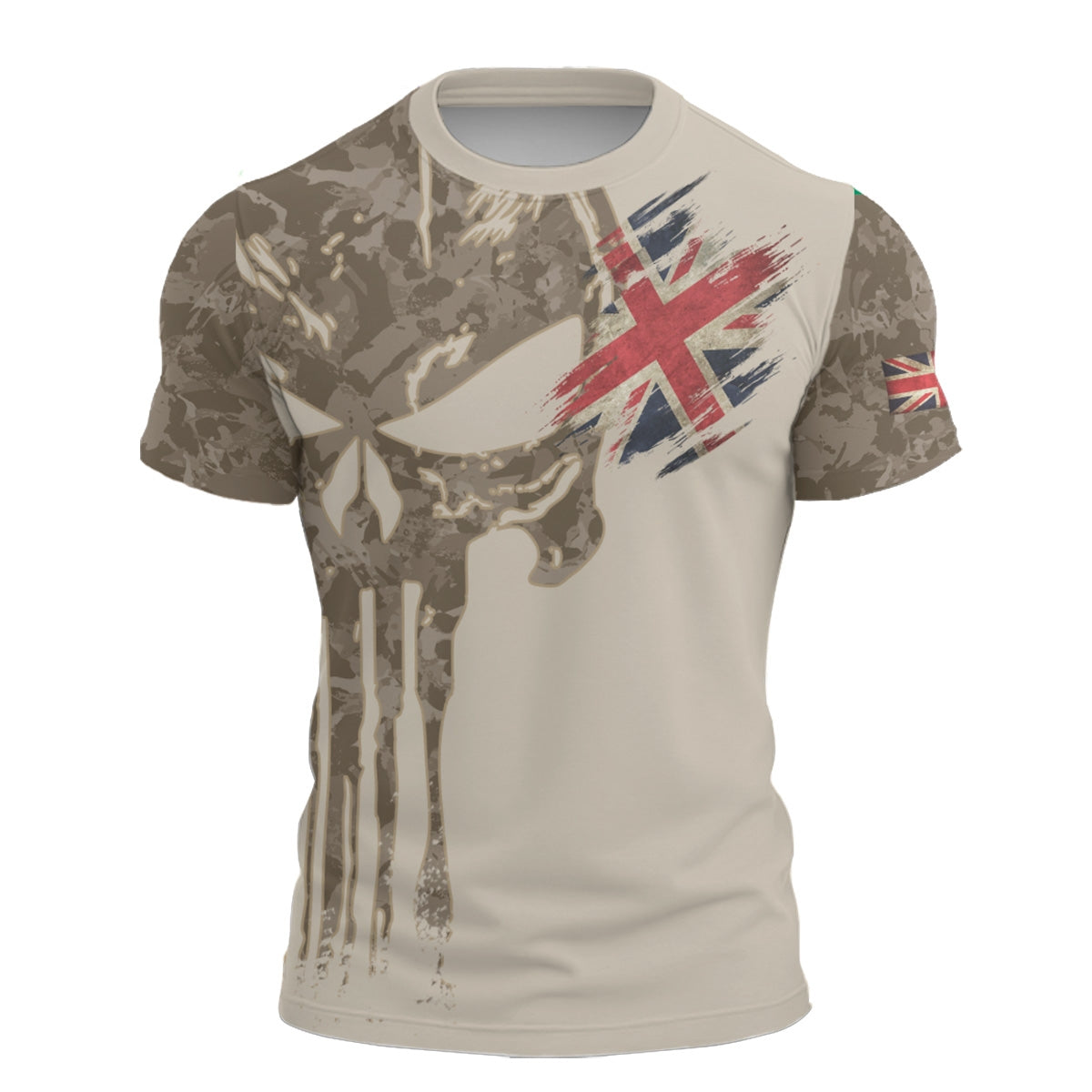 Camiseta Caveira Militar Brk Bege USA com Proteção UV50+