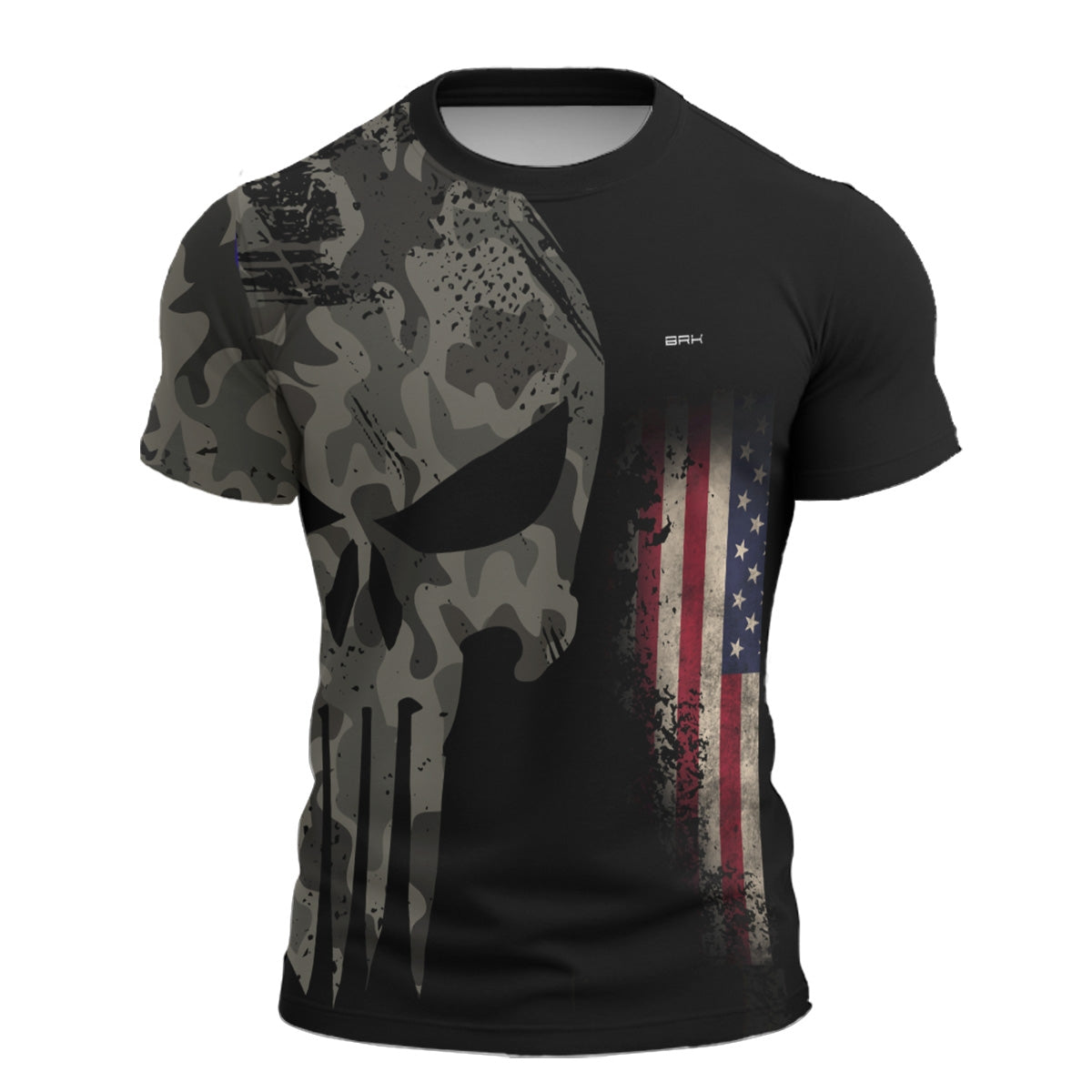 Camiseta Caveira Militar Brk Preta Skull USA com Proteção UV50+