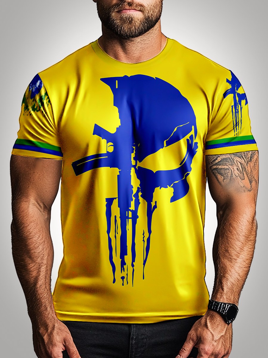 Camisa Brasil Caveira Azul Brk com Proteção UV50