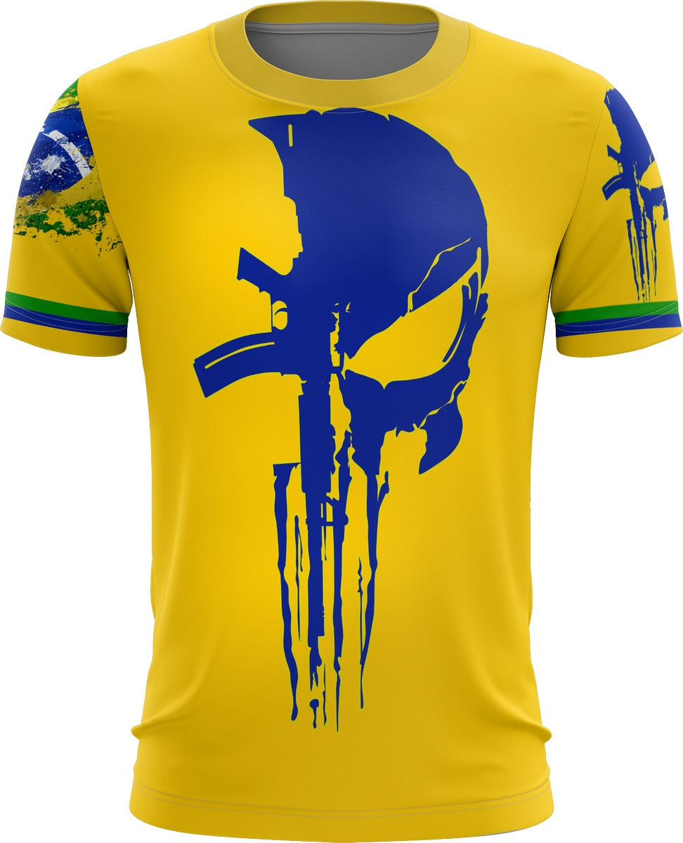 Camisa Brasil Caveira Azul Brk com Proteção UV50