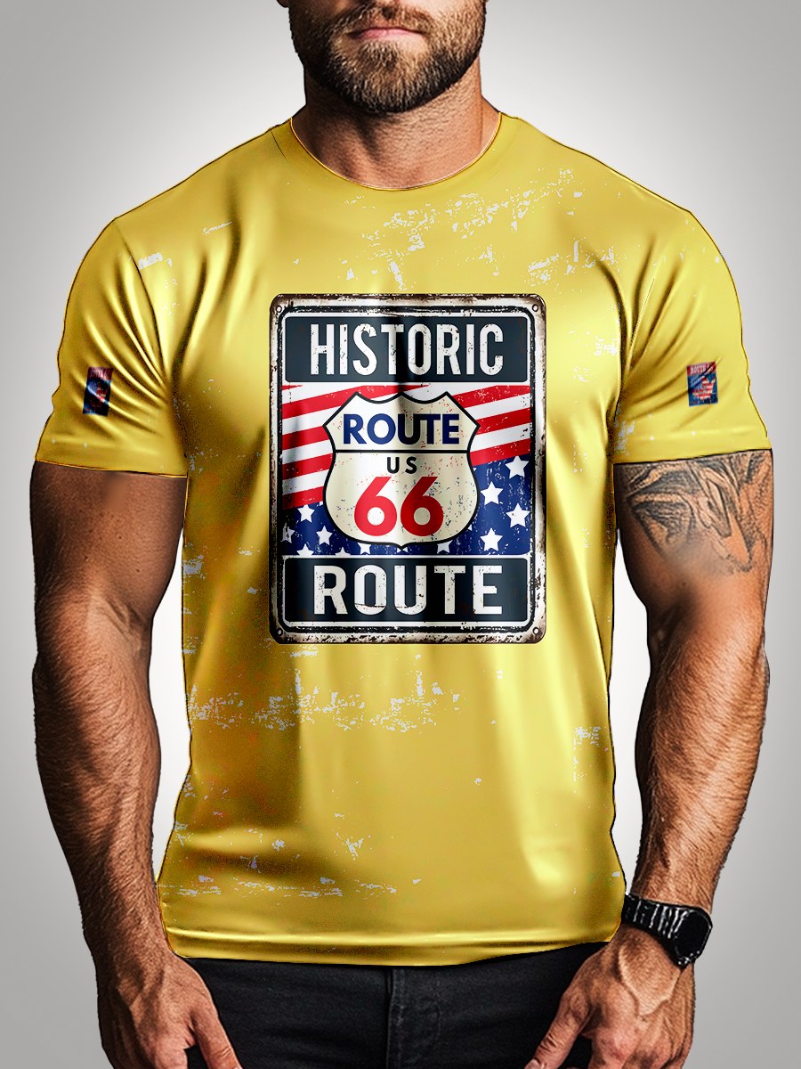 Camisa Viagem Rota 66 Estados Unidos Bege Brk com Proteção UV50