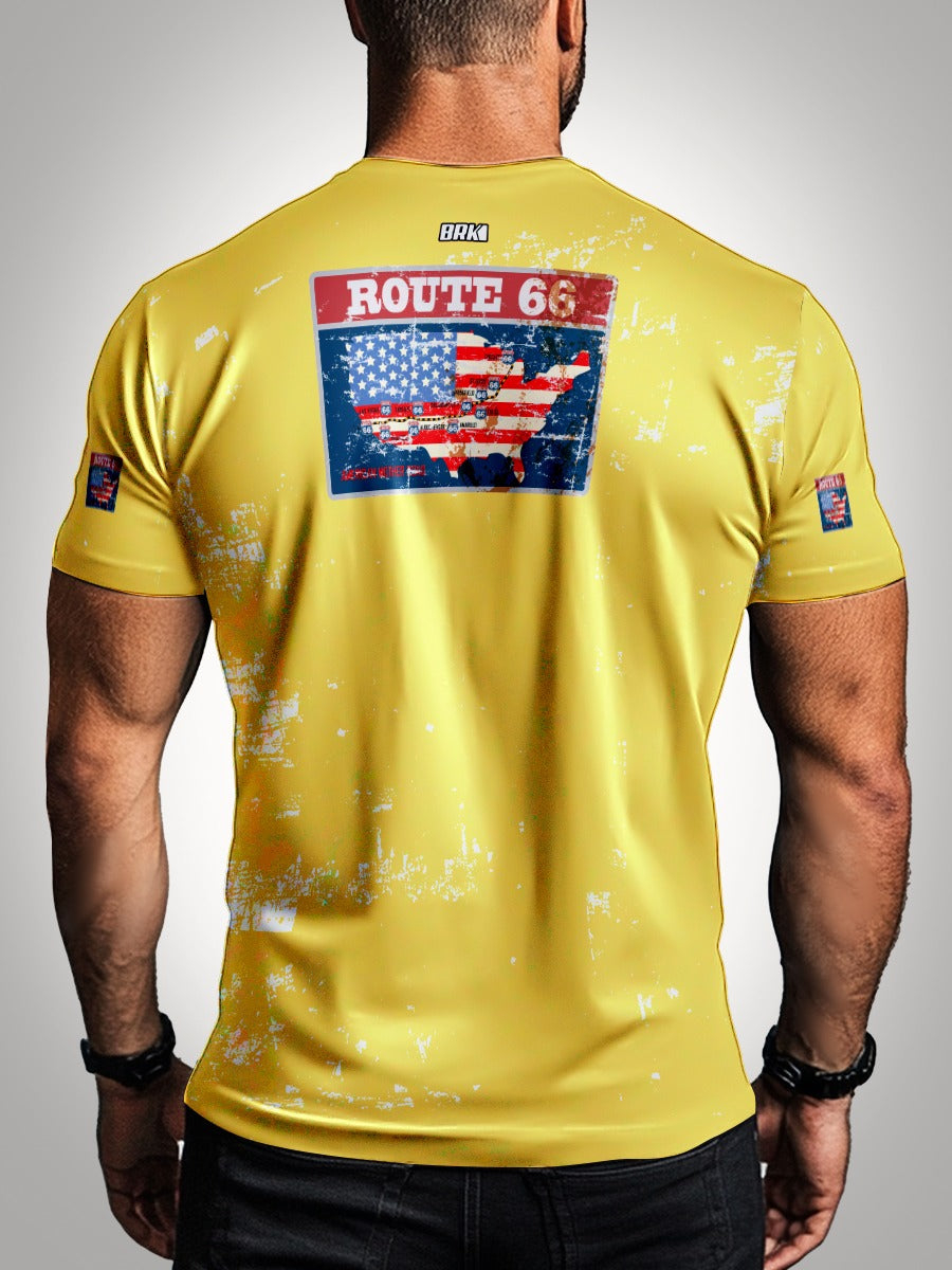Camisa Viagem Rota 66 Estados Unidos Bege Brk com Proteção UV50