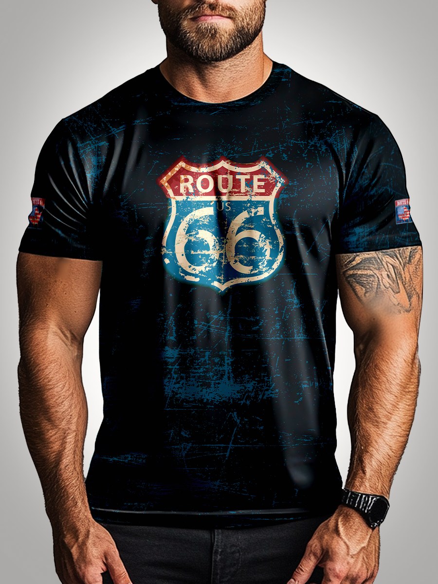 Camisa Azul Rota 66 USA Brk com Proteção UV50