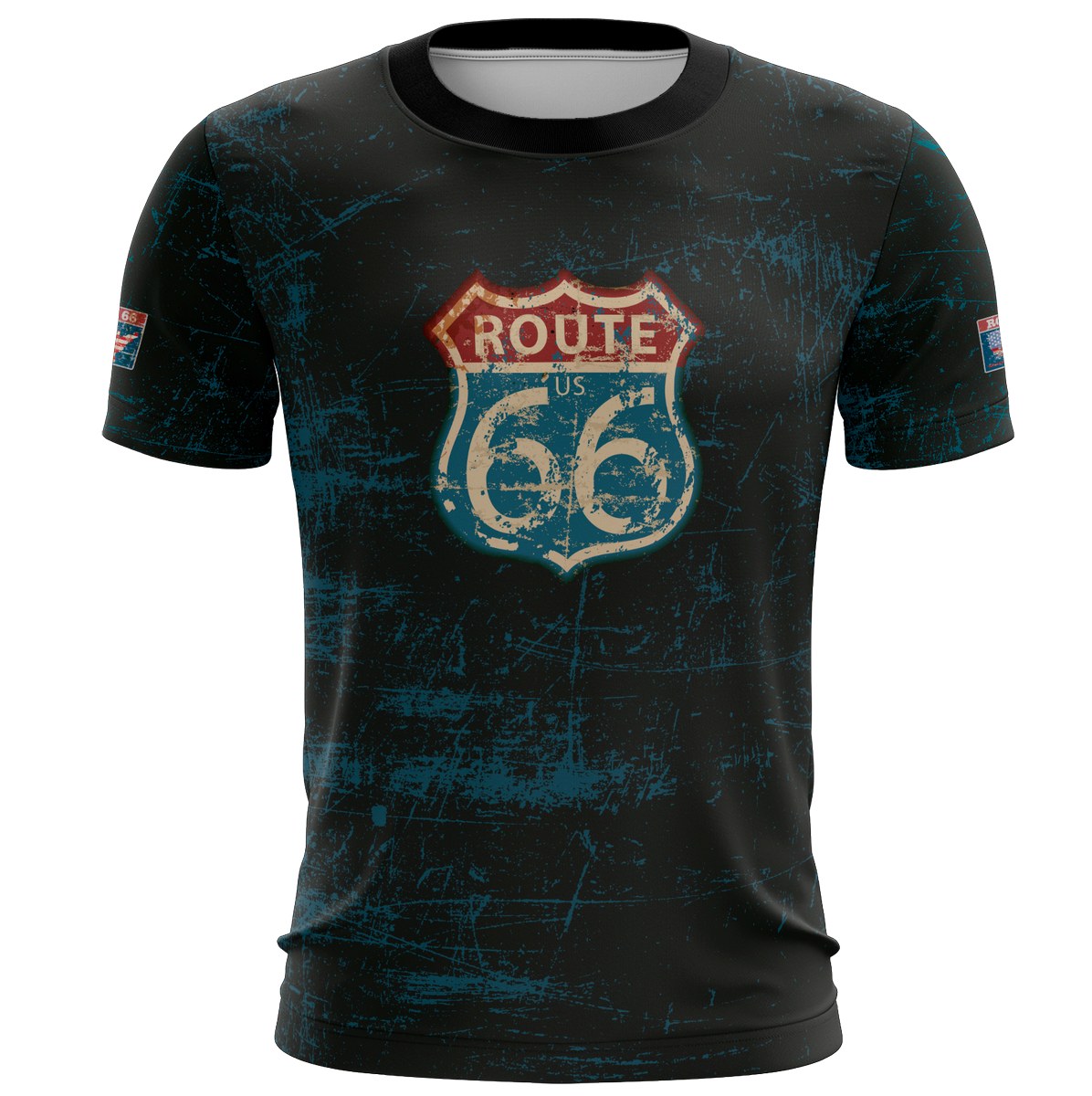 Camisa Azul Rota 66 USA Brk com Proteção UV50
