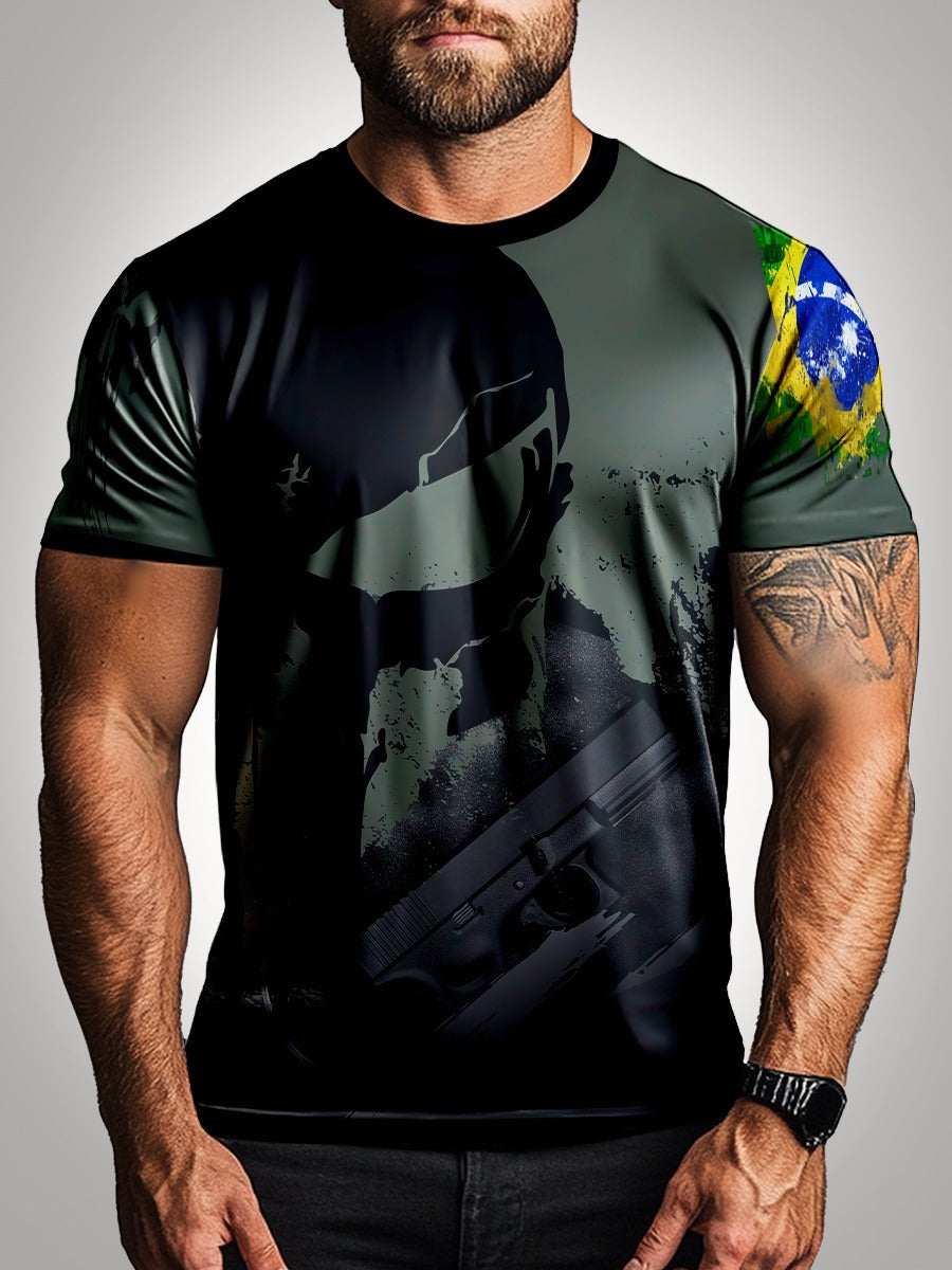 Camisa Brasil Caveira Preta Brk com Proteção UV50