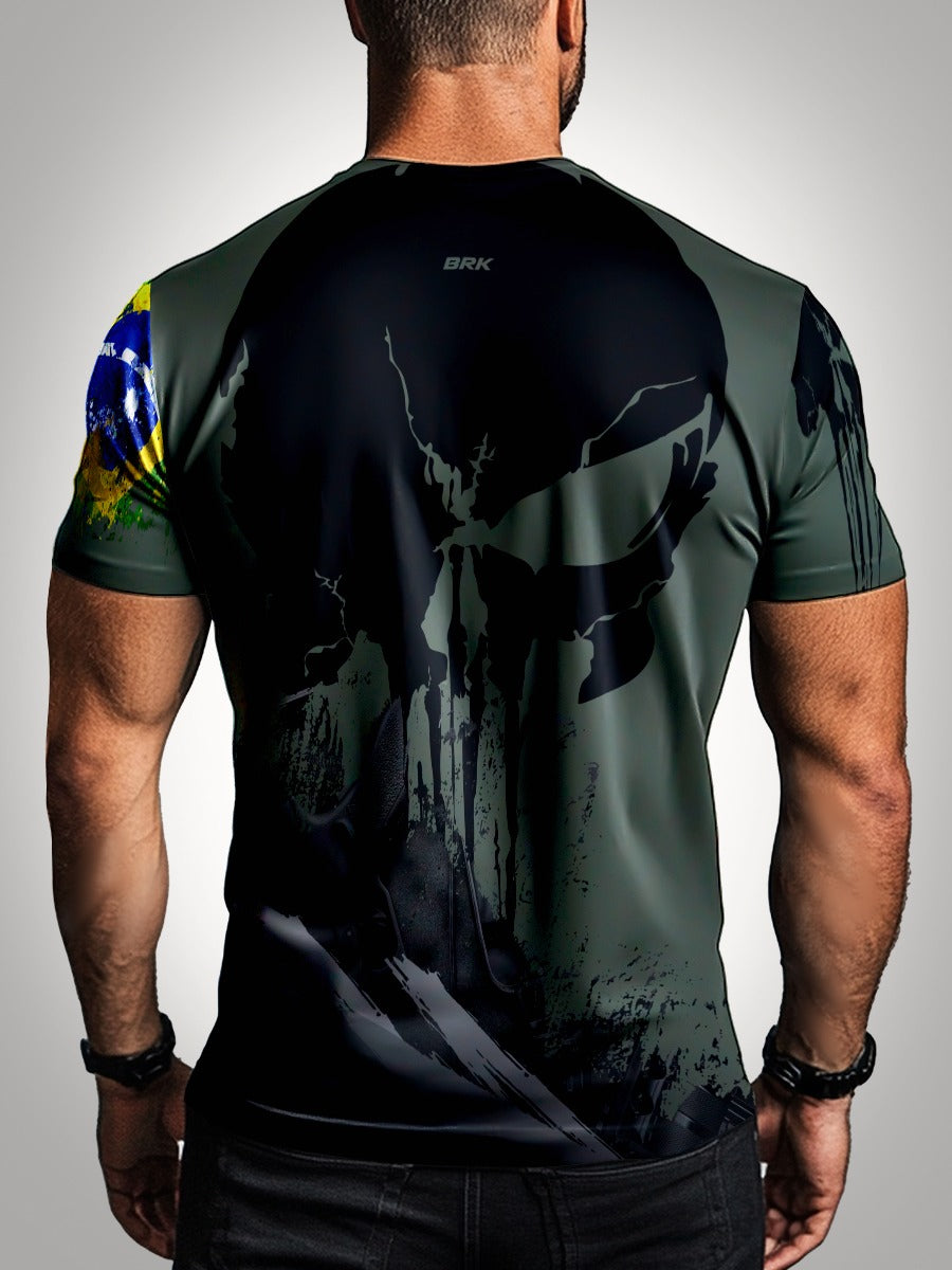 Camisa Brasil Caveira Preta Brk com Proteção UV50