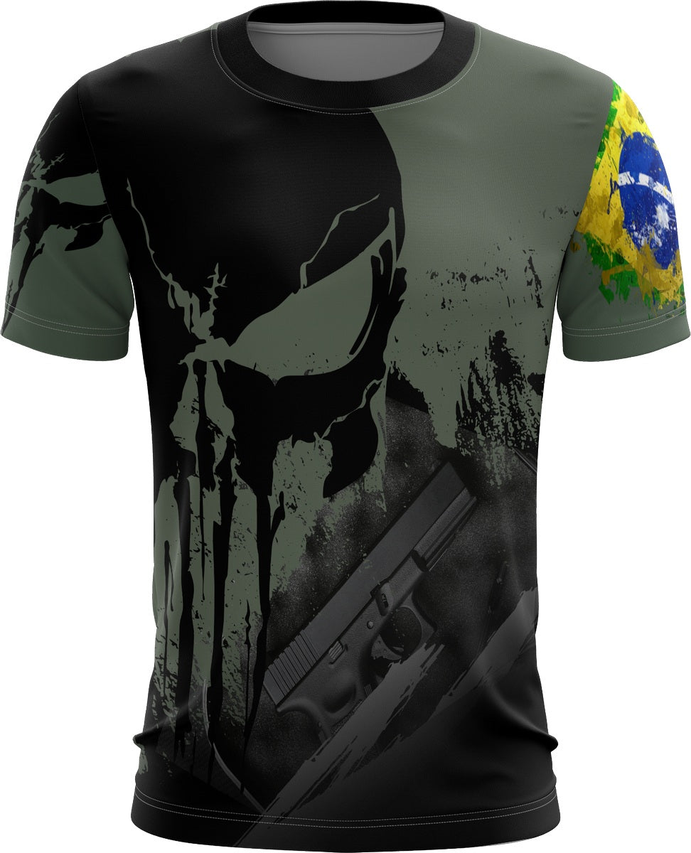Camisa Brasil Caveira Preta Brk com Proteção UV50