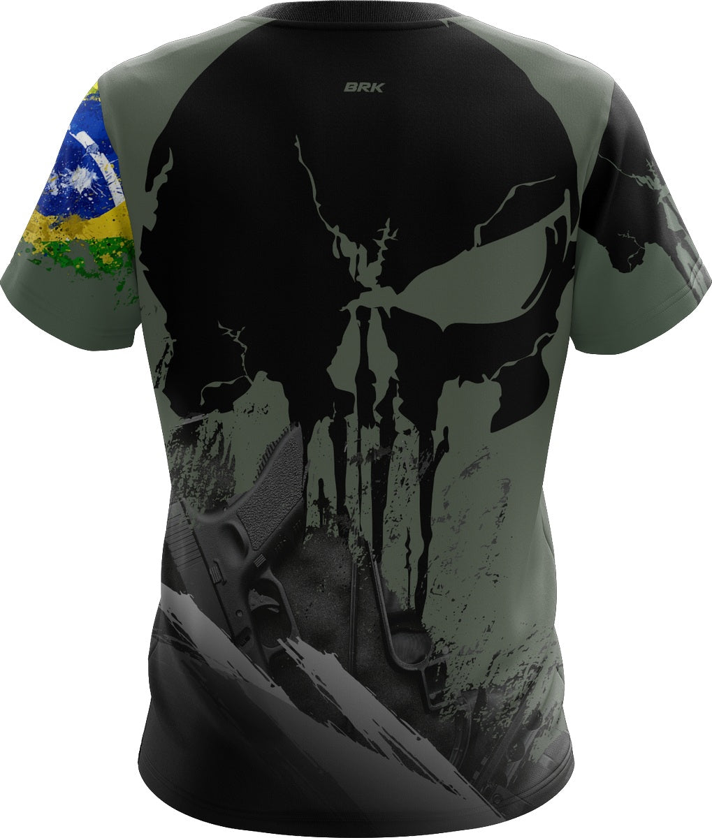 Camisa Brasil Caveira Preta Brk com Proteção UV50