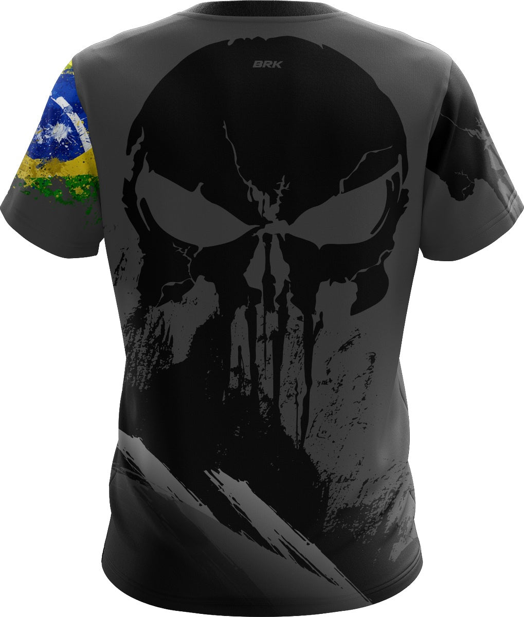 Camisa Militar Caveira Front Brasil Brk com Proteção UV50