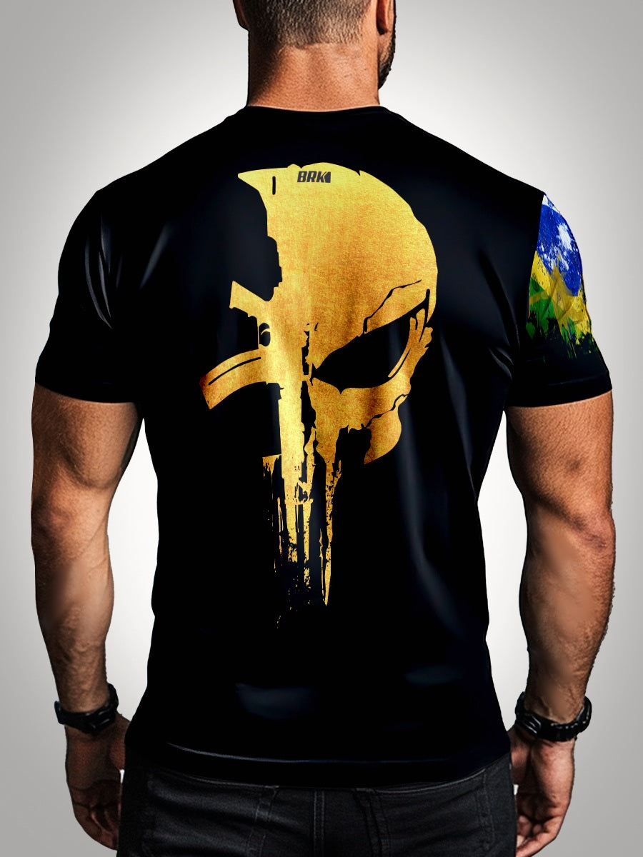 Camisa Militar Caveira Brasil Brk com Proteção UV50