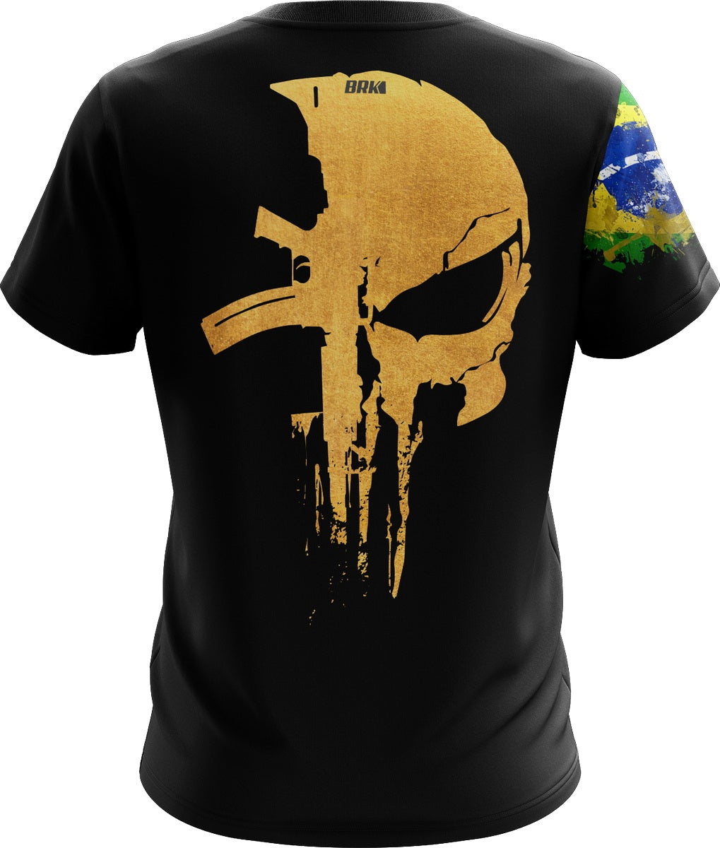 Camisa Militar Caveira Brasil Brk com Proteção UV50