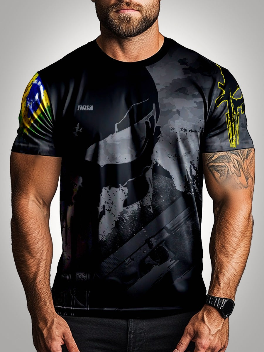 Camisa Caveira Camuflada 9mm Brk com Proteção UV50