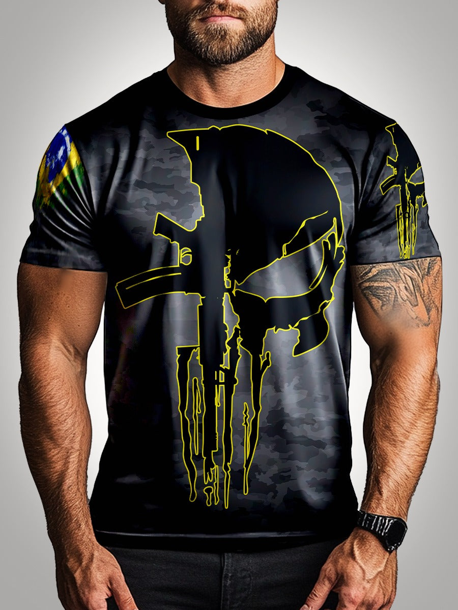 Camisa Militar Caveira Punisher Black Brk com Proteção UV50