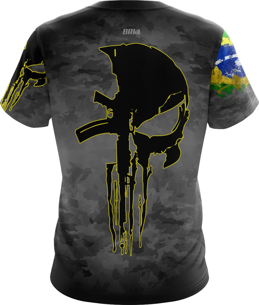 Camisa Militar Caveira Punisher Black Brk com Proteção UV50