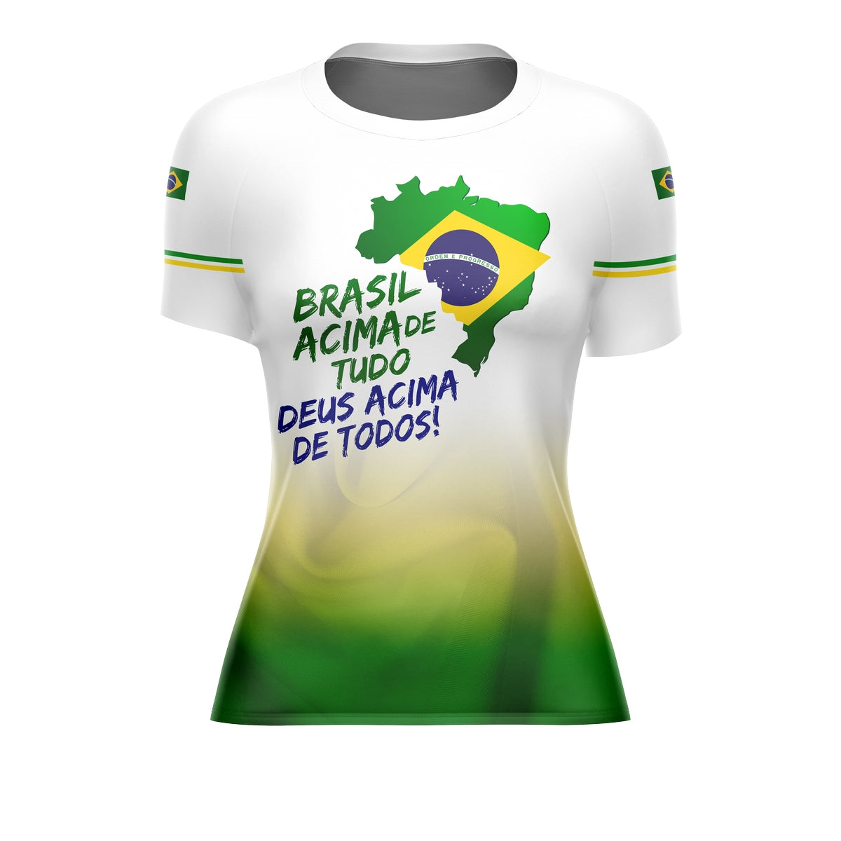 Camiseta Brasil Patriota Feminina Brasil Acima de Tudo Branca