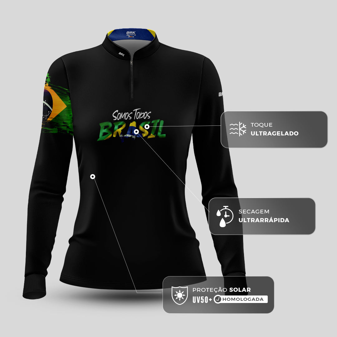 Camisa de Motociclismo Feminina Brk Patriota com Proteção Solar UV50+