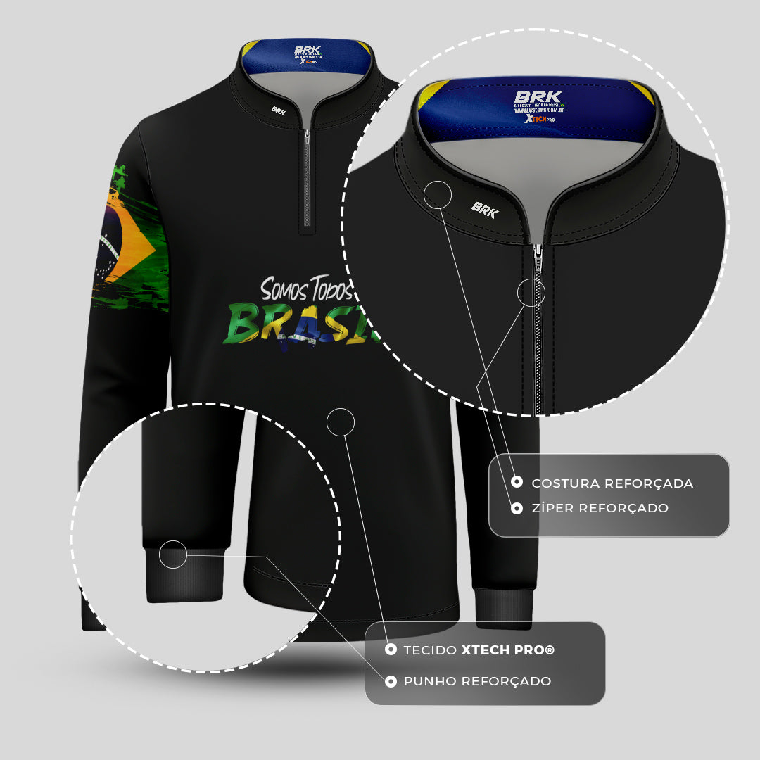 Camisa de Motociclismo Infantil Brk Patriota com Proteção Solar UV50+