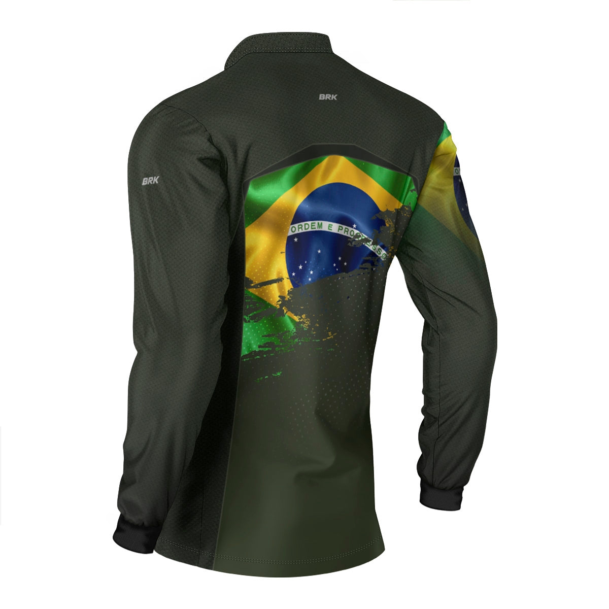 Camisa de Motociclismo Brk Brasil Verde Oliva com Proteção Solar UV50+