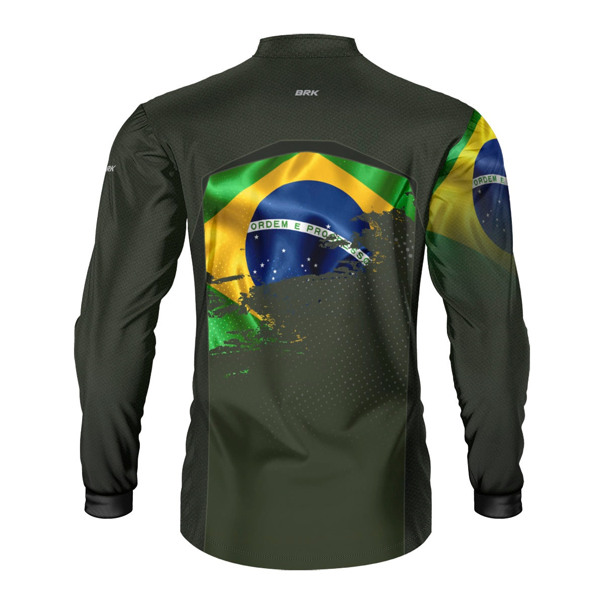 Camisa de Motociclismo Brk Independência do Brasil Verde Oliva com Proteção Solar UV50+