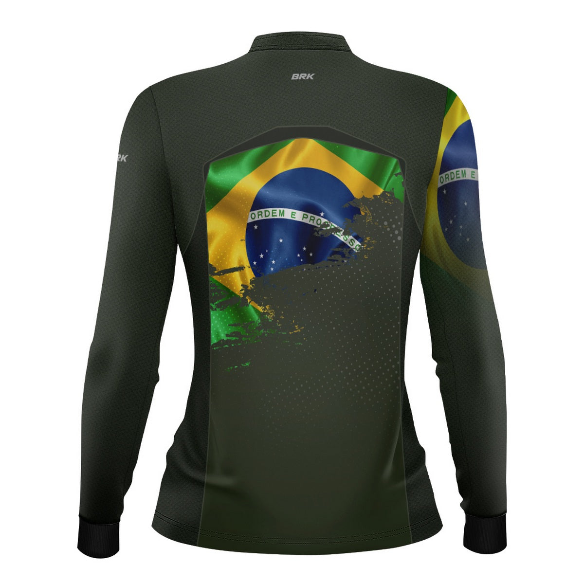 Camisa de Motociclismo Feminina Brk Independência do Brasil Verde Oliva com Proteção Solar UV50+
