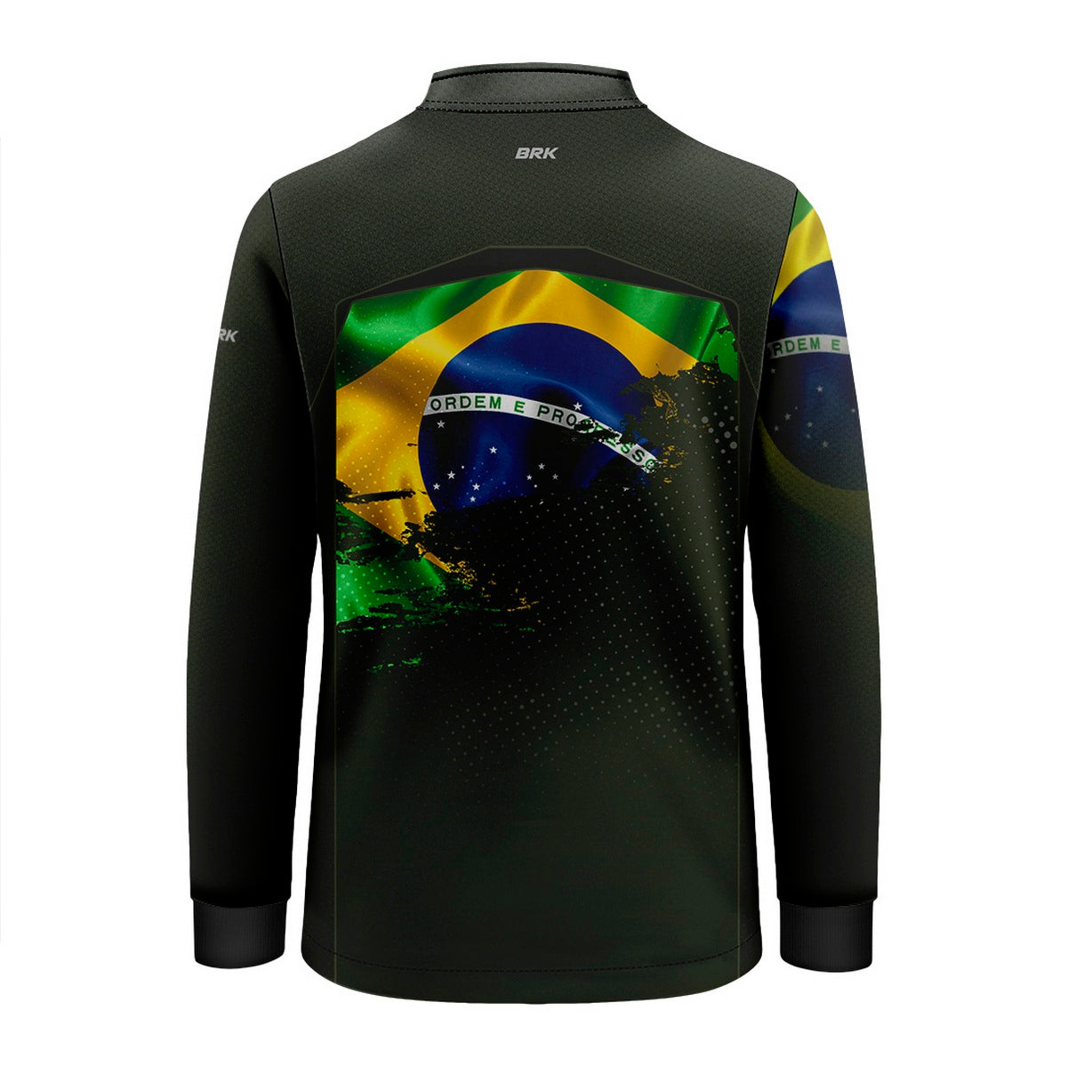 Camisa de Motociclismo Infantil Brk Independência do Brasil Verde Oliva com Proteção Solar UV50+