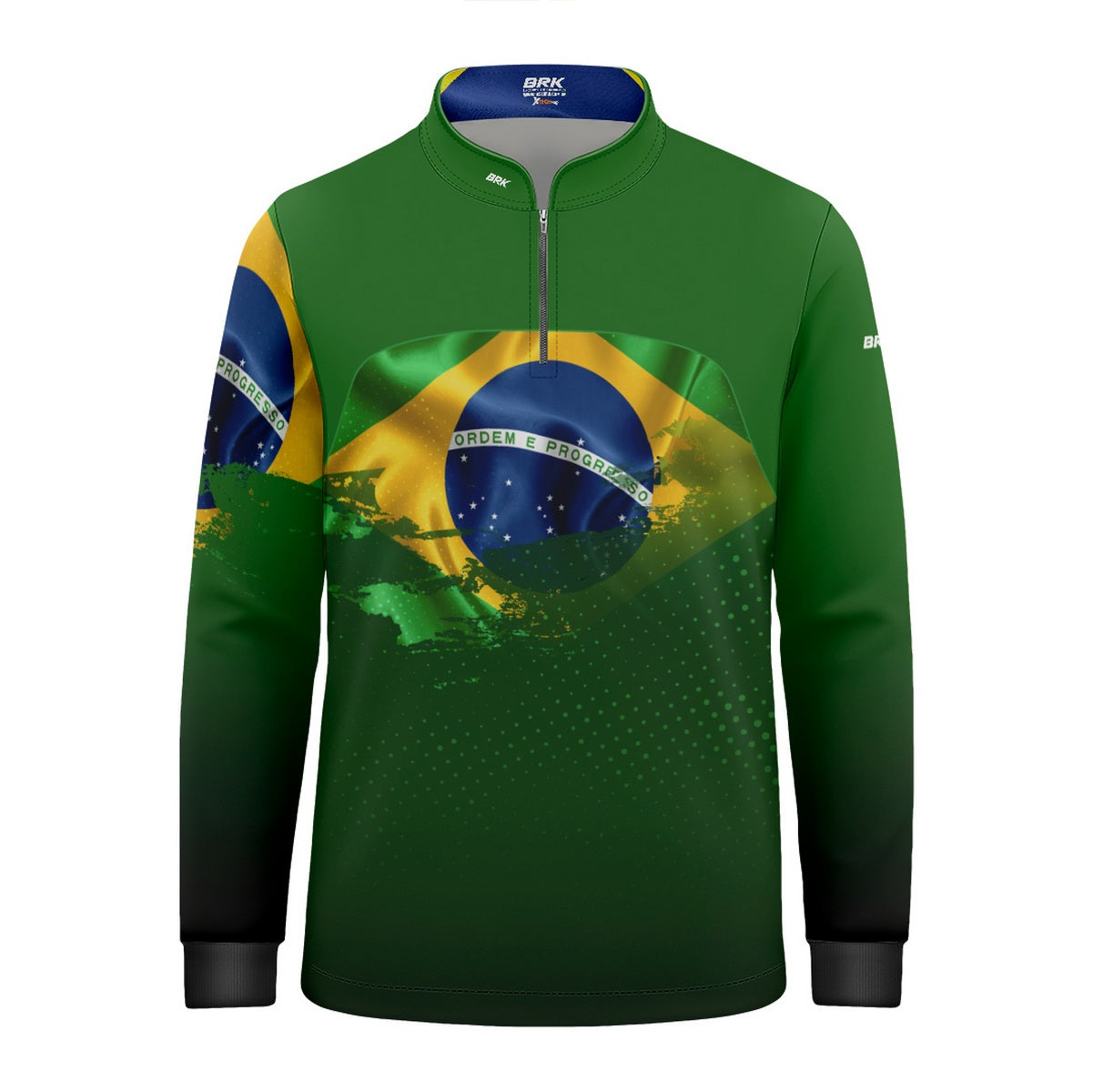 Camisa de Motociclismo Infantil Brk Brasil Verde com Proteção Solar UV50+
