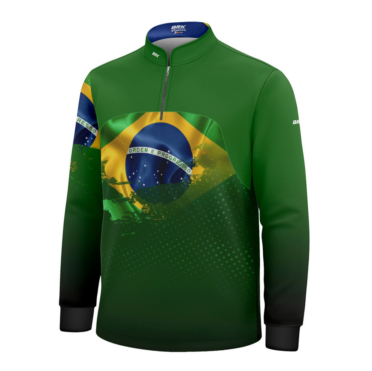 Camisa de Motociclismo Infantil Brk Brasil Verde com Proteção Solar UV50+