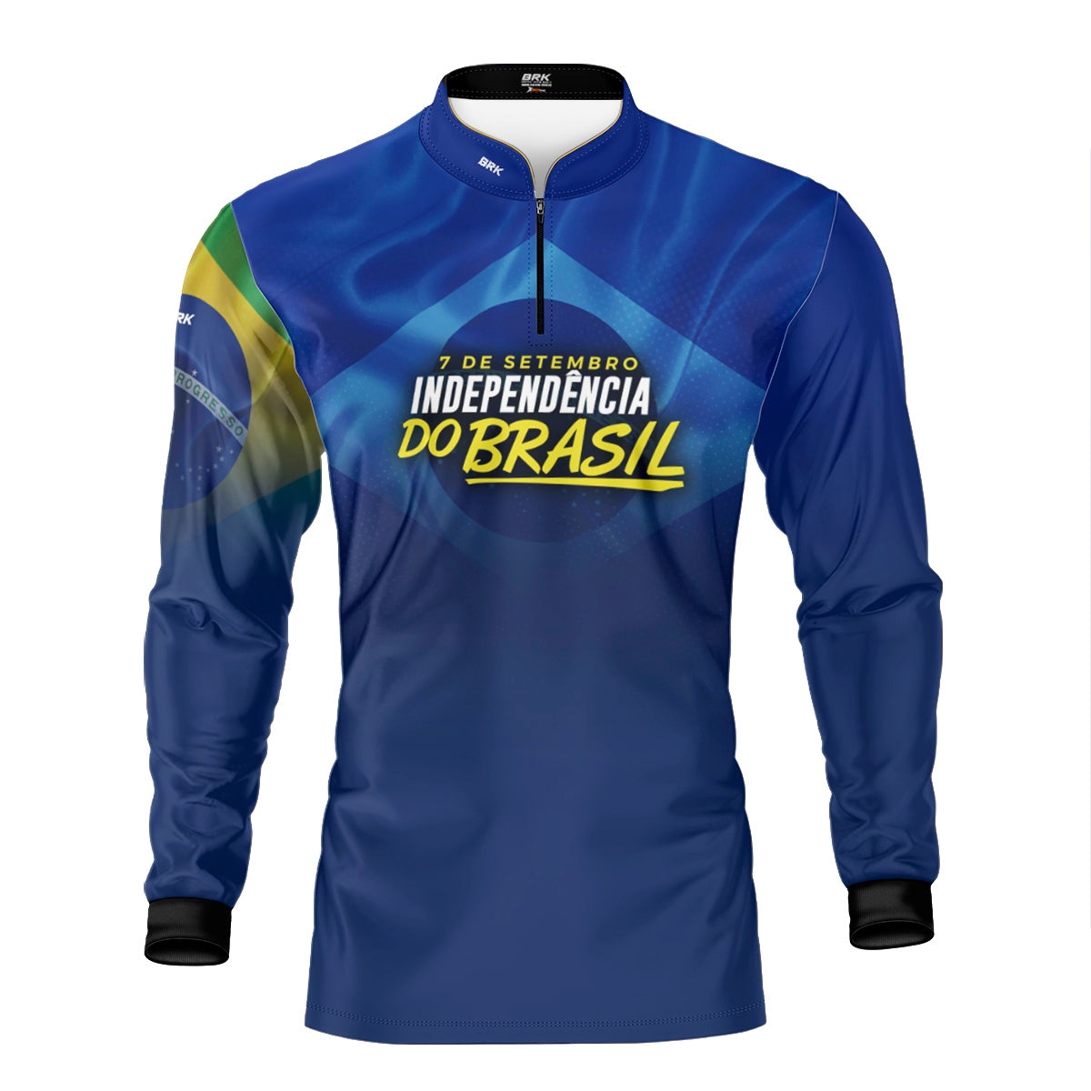 Camisa de Motociclismo Brk Independência Brasil Azul com Proteção Solar UV50+