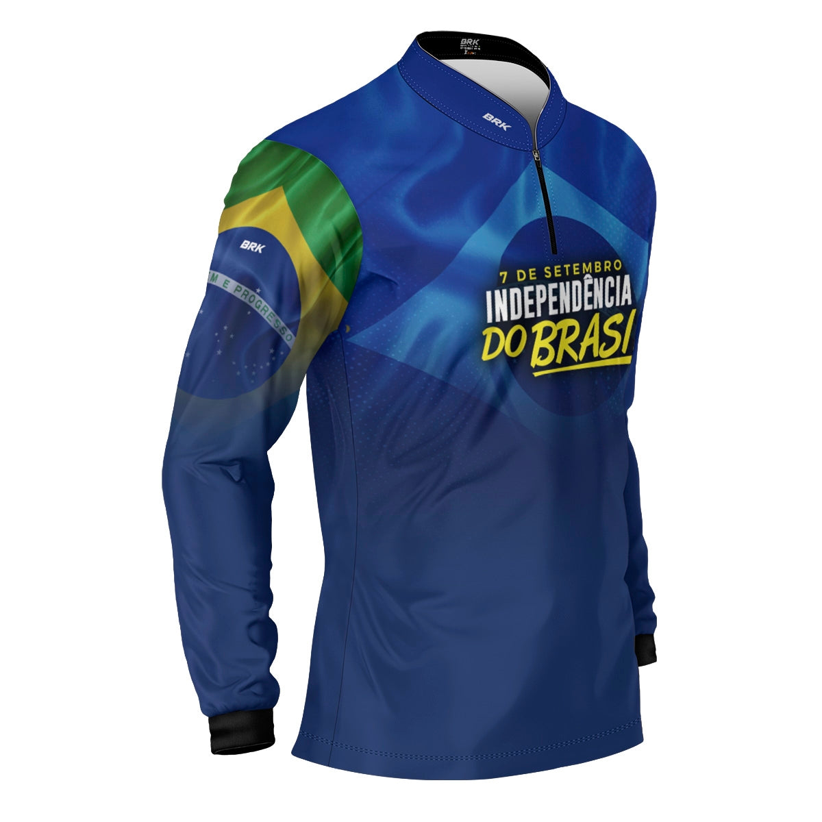 Camisa de Motociclismo Brk Independência Brasil Azul com Proteção Solar UV50+