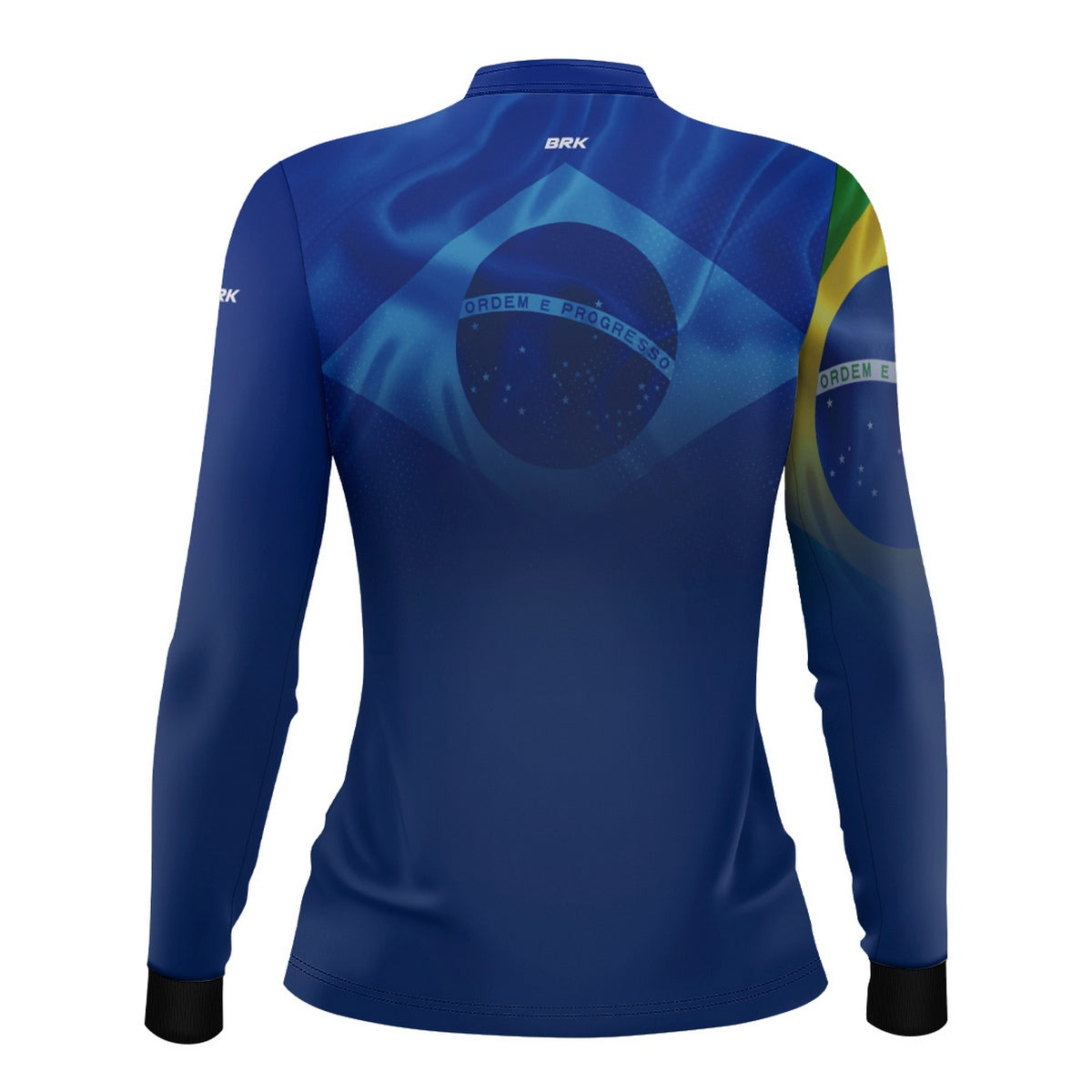 Camisa de Motociclismo Feminina Brk Independência Brasil Azul com Proteção Solar UV50+