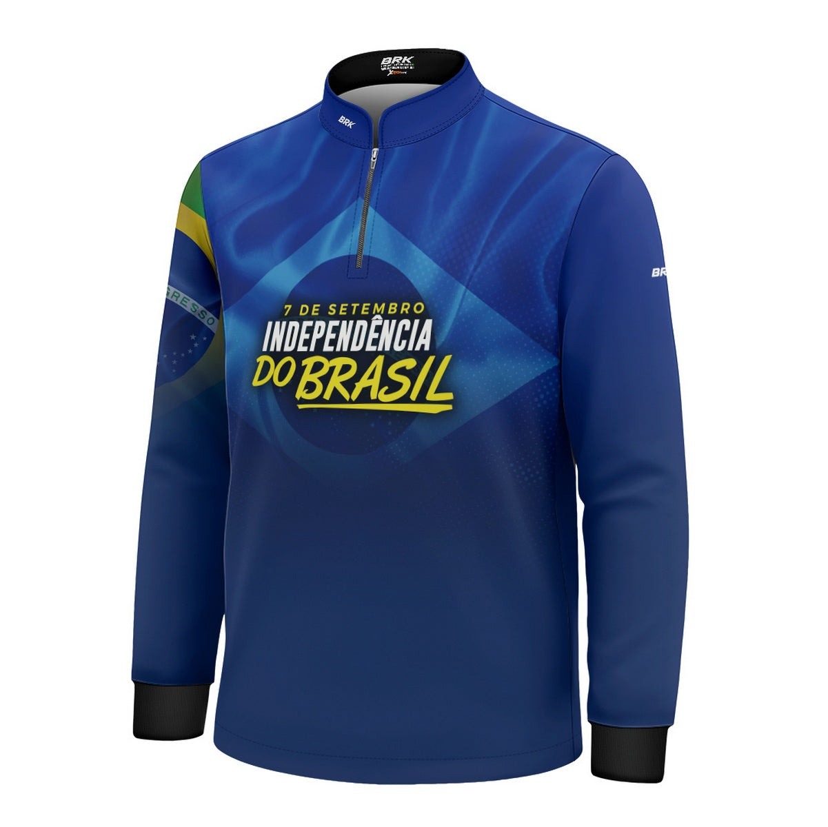 Camisa de Motociclismo Infantil Brk Independência Brasil Azul com Proteção Solar UV50+