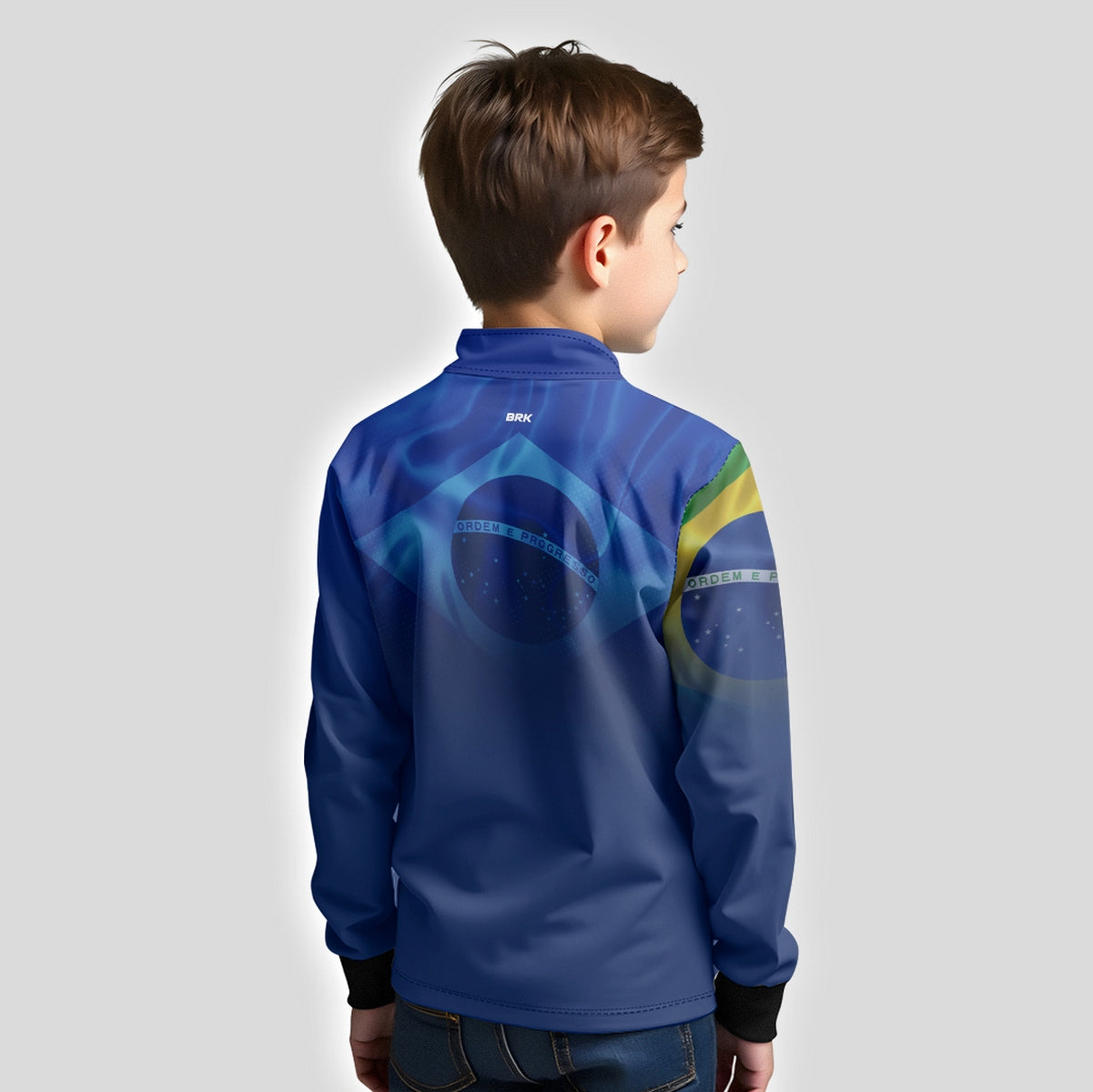 Camisa de Motociclismo Infantil Brk Independência Brasil Azul com Proteção Solar UV50+