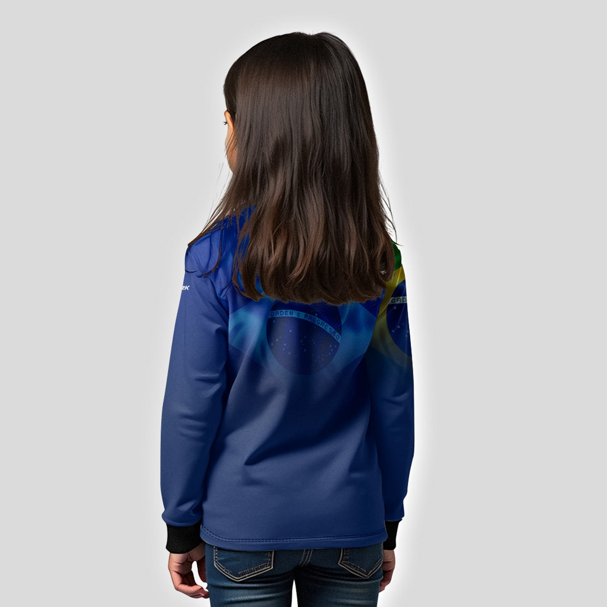 Camisa de Motociclismo Infantil Brk Independência Brasil Azul com Proteção Solar UV50+
