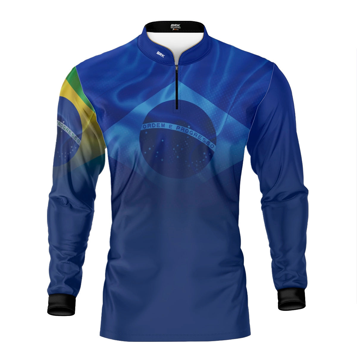 Camisa de Motociclismo Brk Brasil Azul com Proteção Solar UV50+
