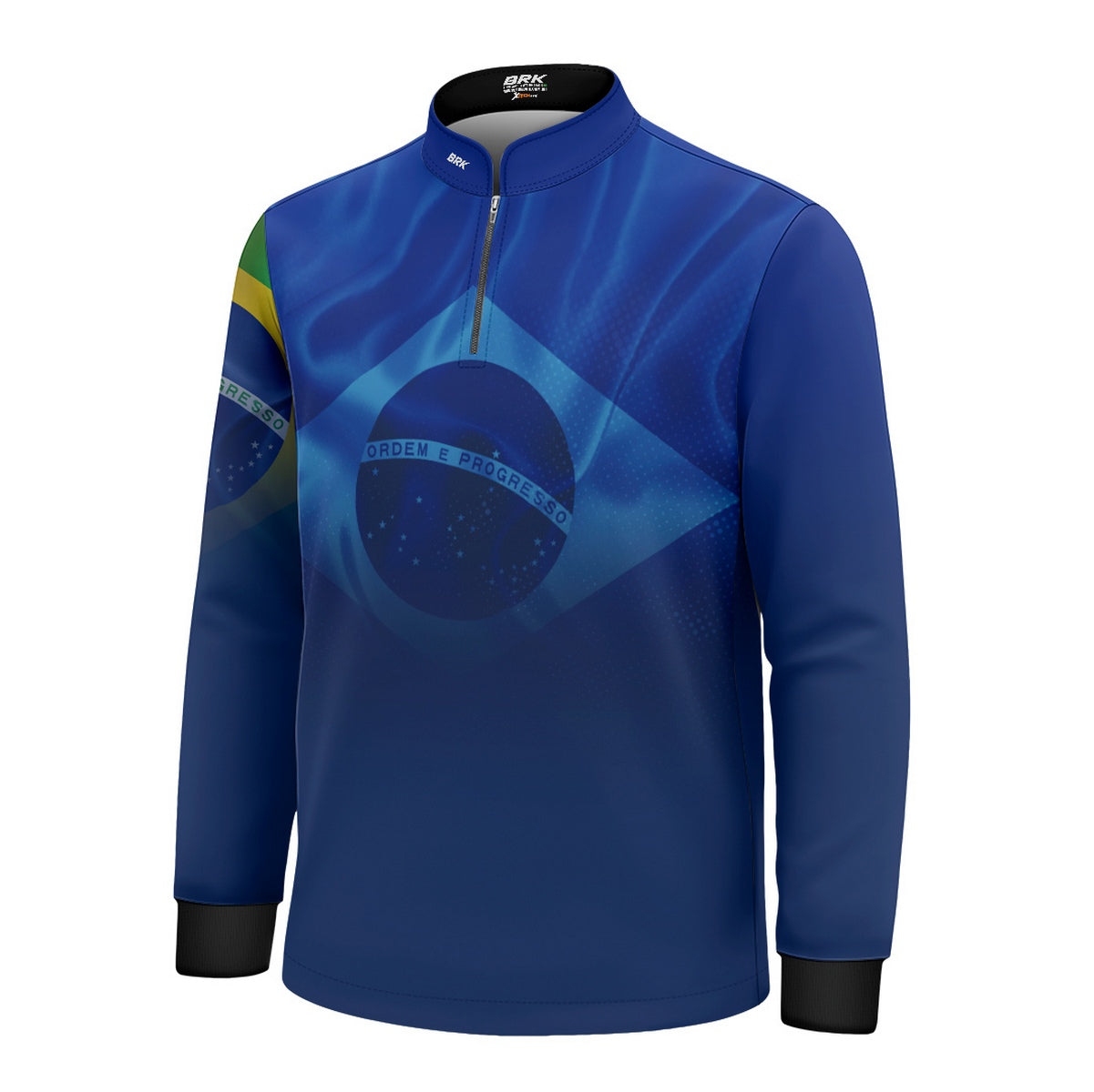 Camisa de Motociclismo Infantil Brk Brasil Azul com Proteção Solar UV50+