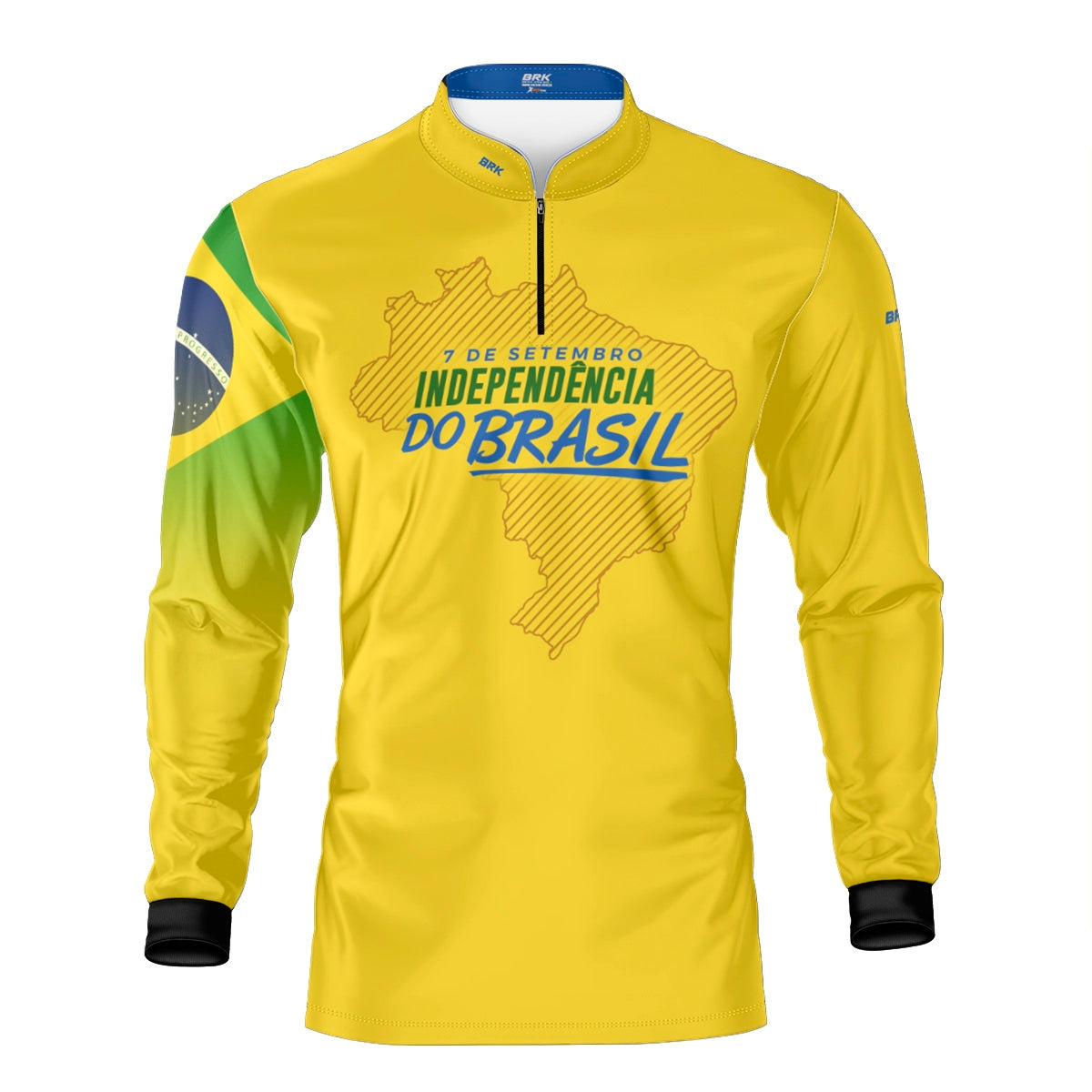 Camisa de Motociclismo Brk Independência Brasil Amarelo com Proteção Solar UV50+