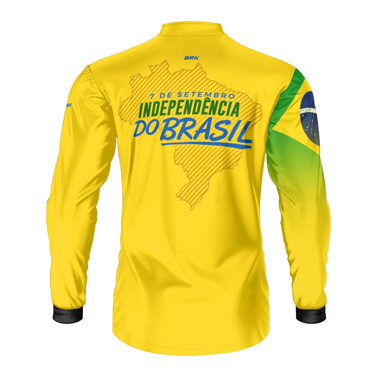 Camisa de Motociclismo Brk Independência Brasil Amarelo com Proteção Solar UV50+
