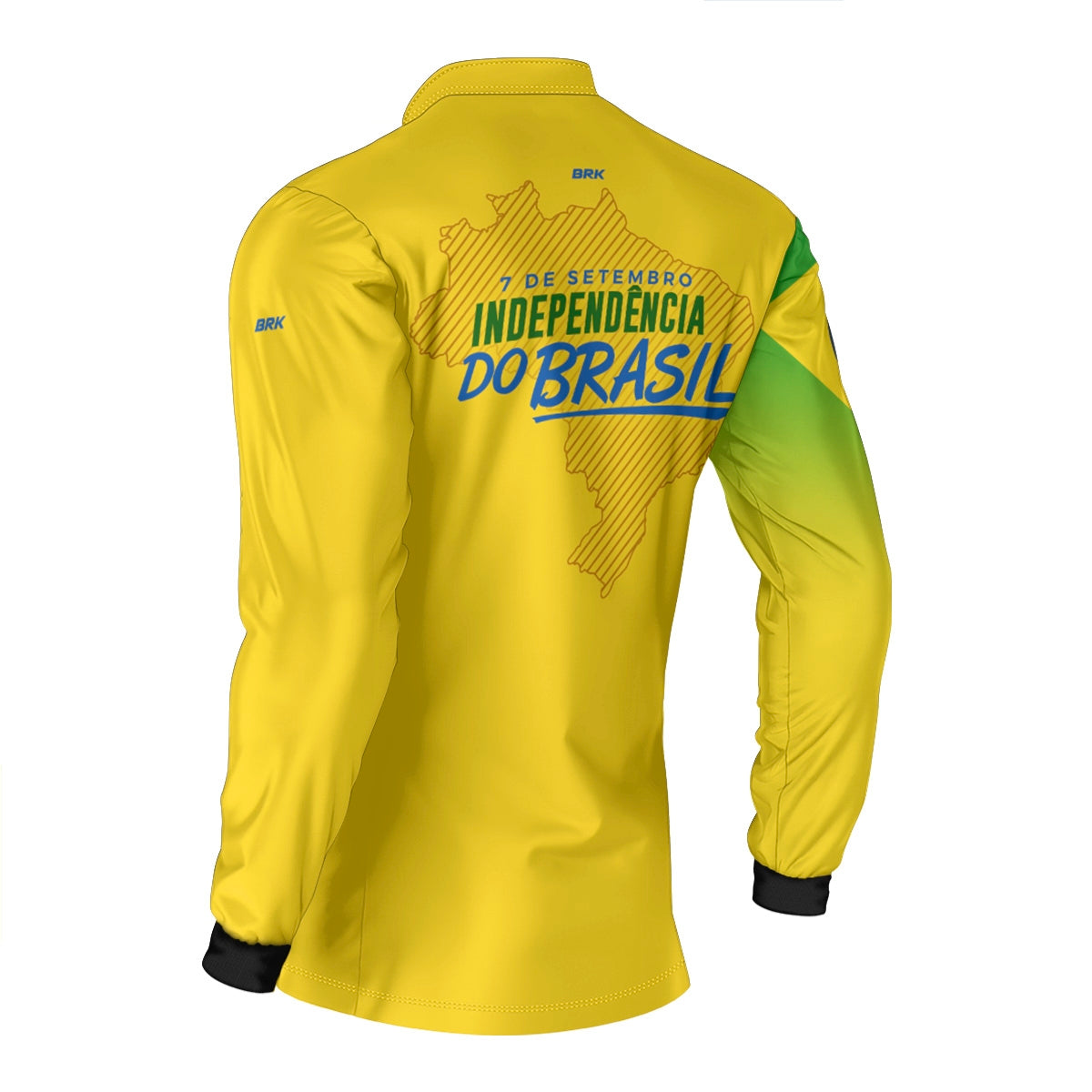 Camisa de Motociclismo Brk Independência Brasil Amarelo com Proteção Solar UV50+