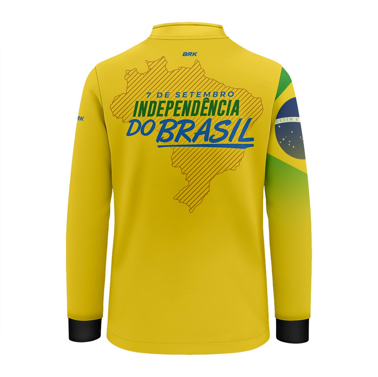 Camisa de Motociclismo Infantil Brk Independência Brasil Amarelo com Proteção Solar UV50+