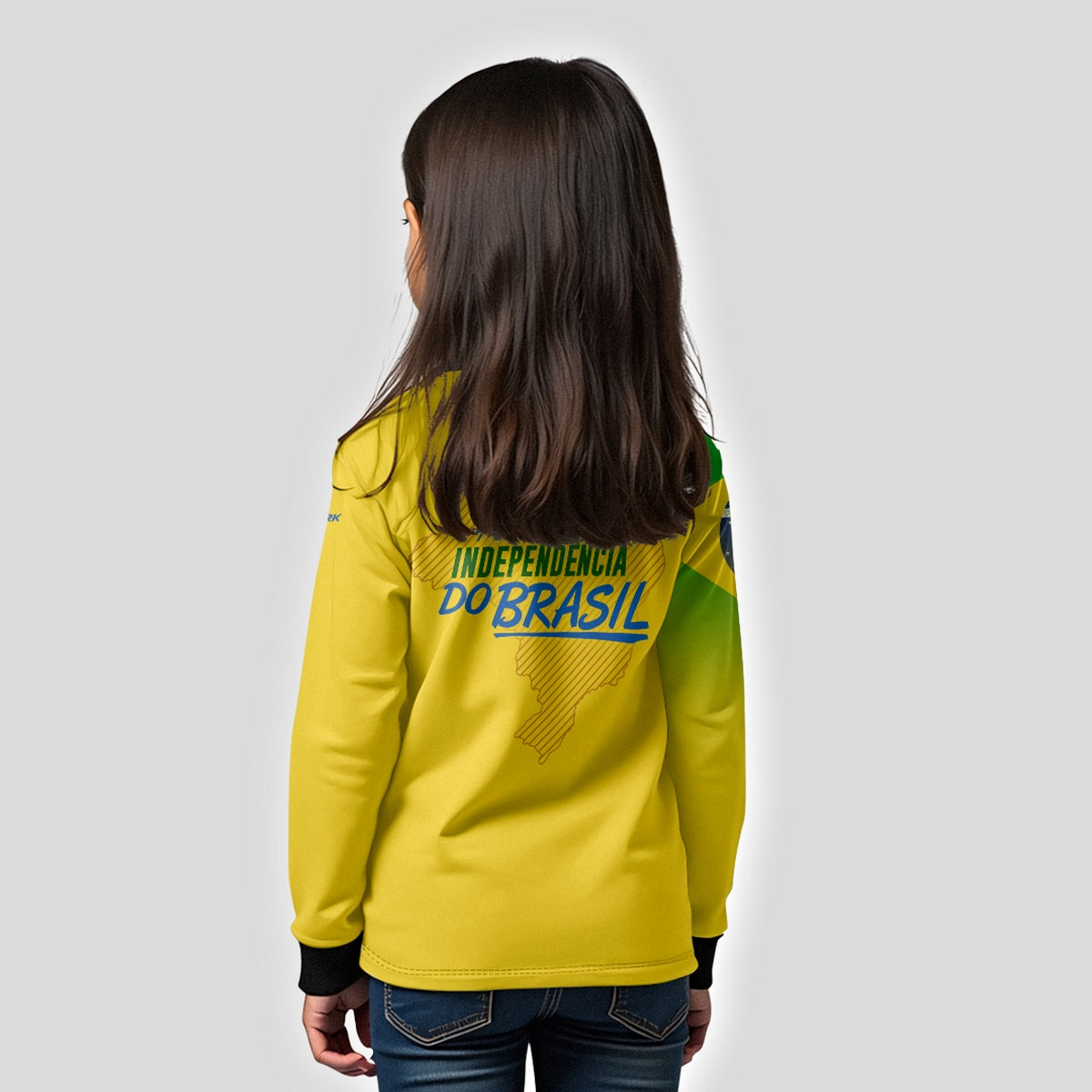 Camisa de Motociclismo Infantil Brk Independência Brasil Amarelo com Proteção Solar UV50+