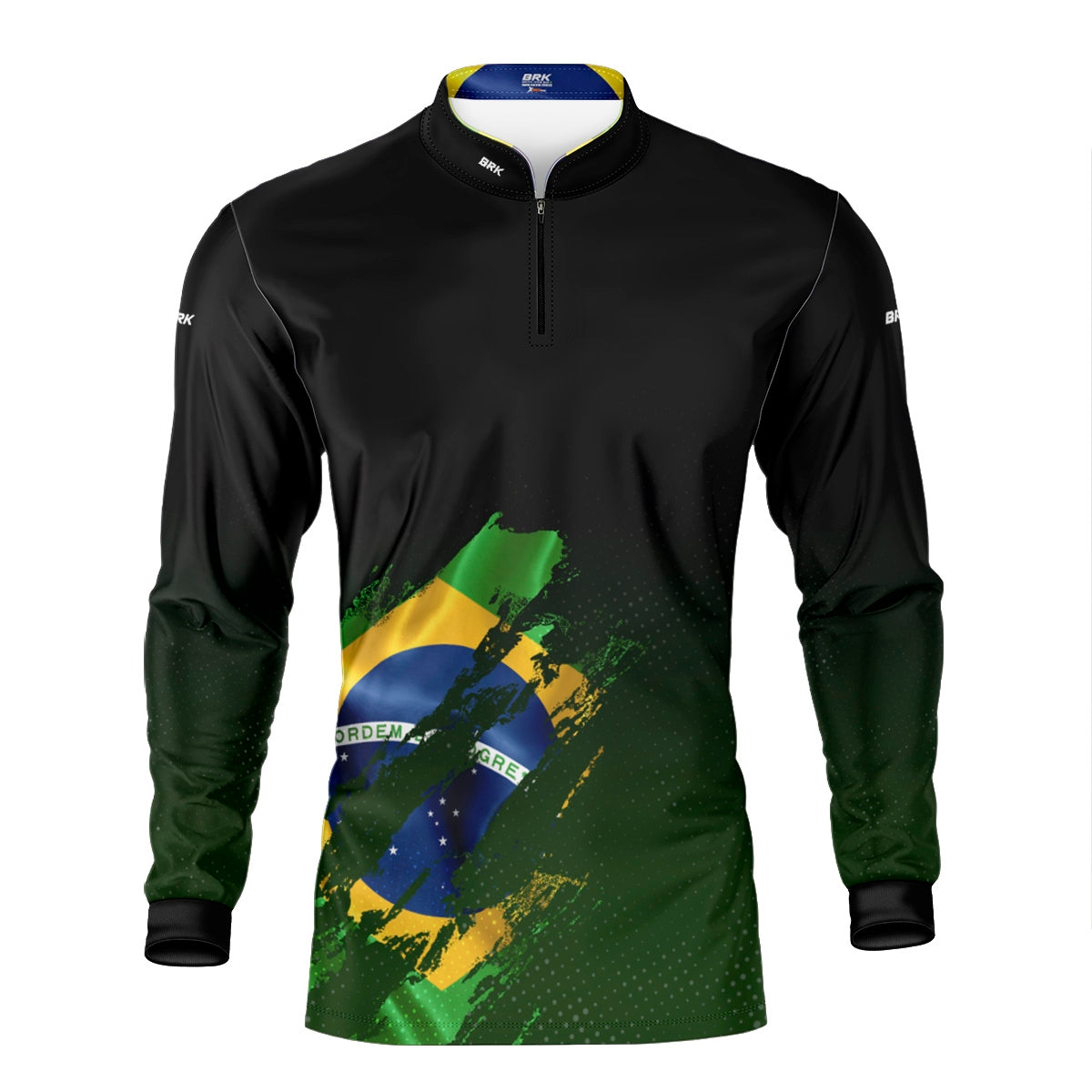 Camisa de Motociclismo Brk Bandeira Brasil Lateral com Proteção Solar UV50+