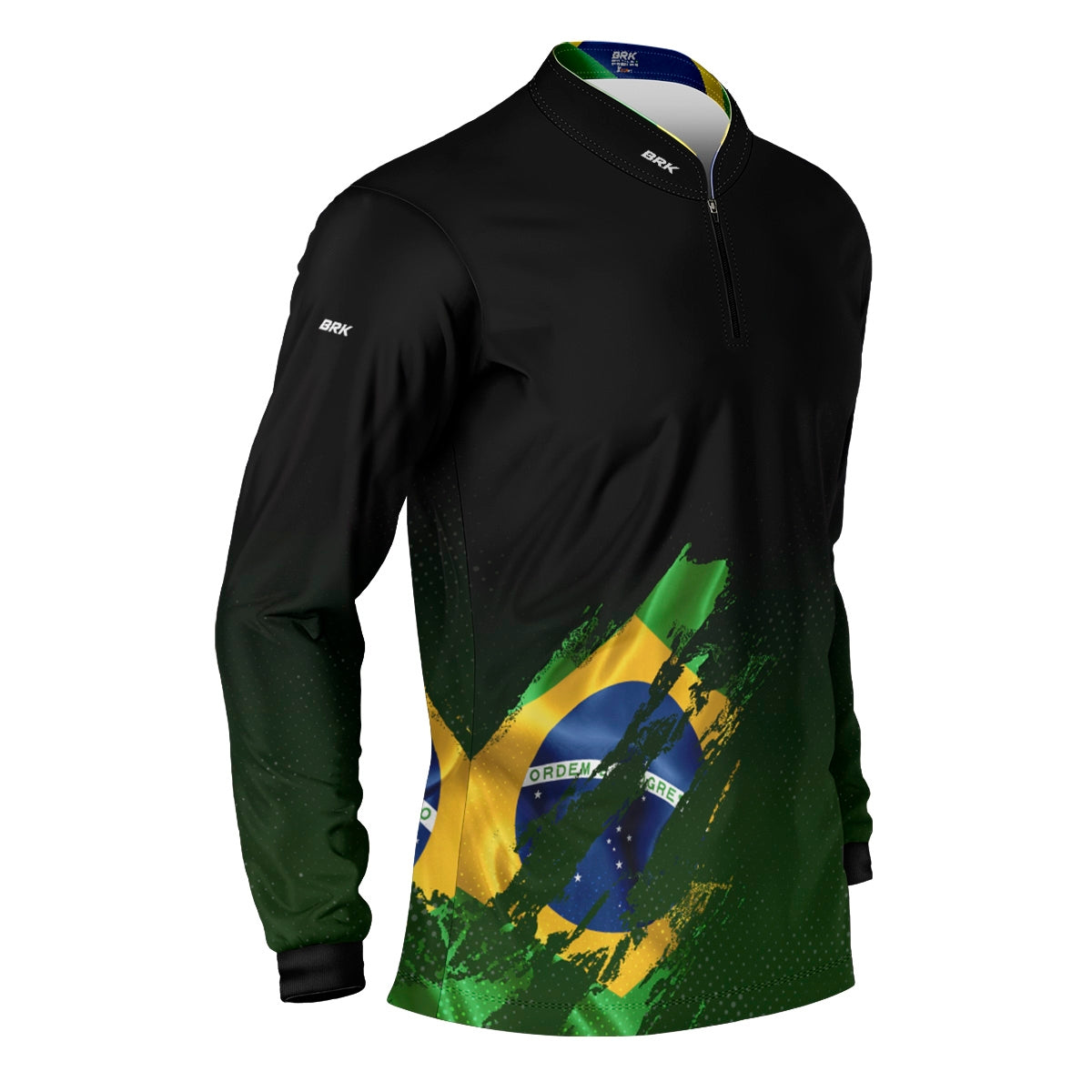 Camisa de Motociclismo Brk Bandeira Brasil Lateral com Proteção Solar UV50+