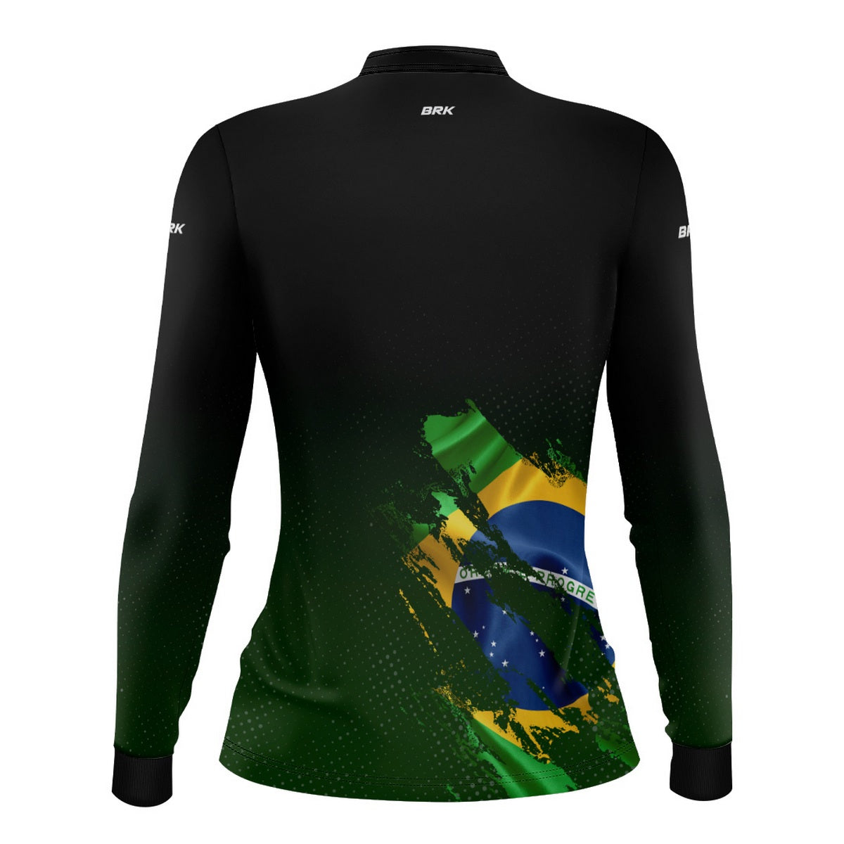 Camisa de Motociclismo Feminina Brk Bandeira Brasil Lateral com Proteção Solar UV50+